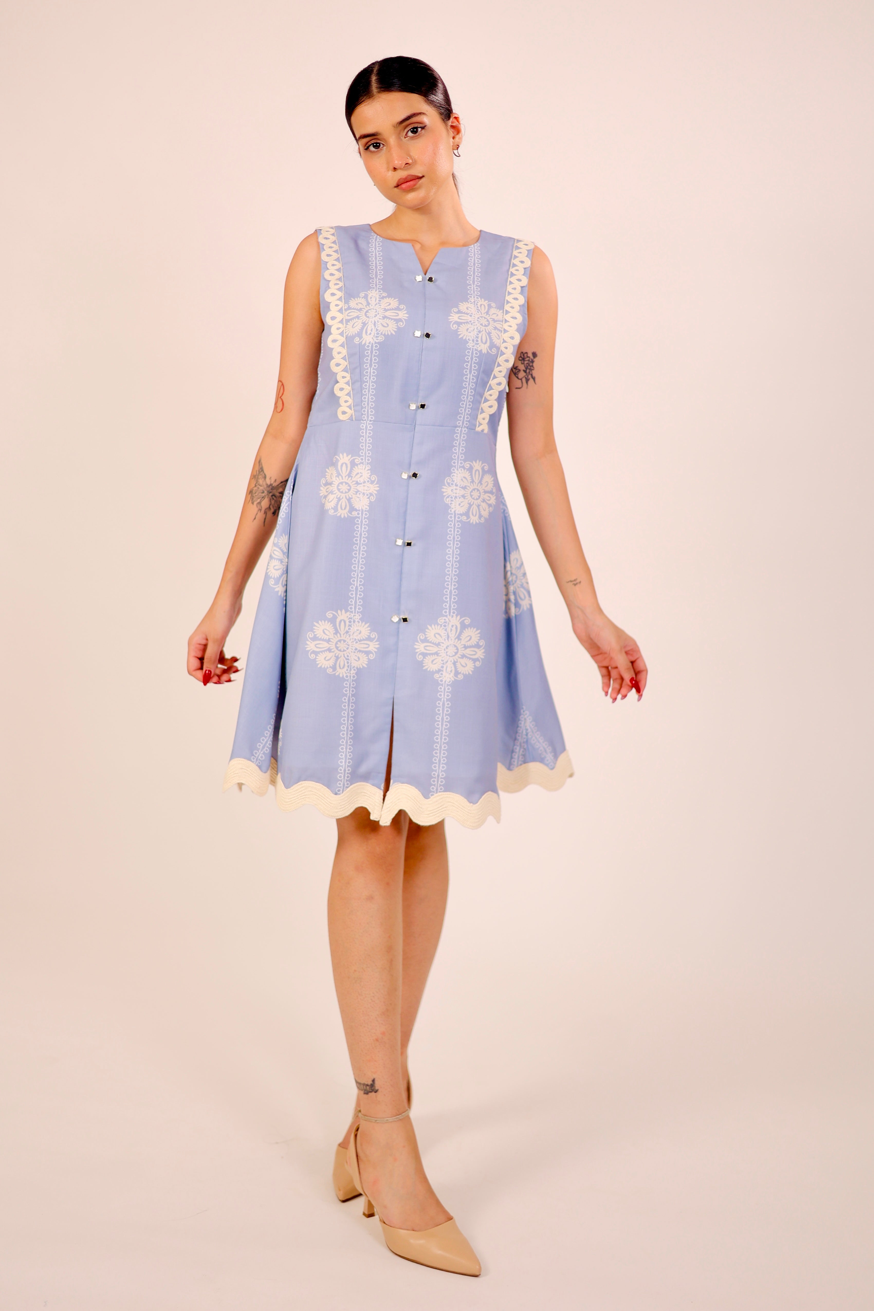 Blue Azure Embroidered Dress
