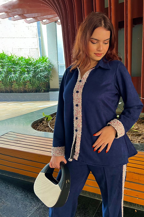 Lyla Blue Suede Coord Set