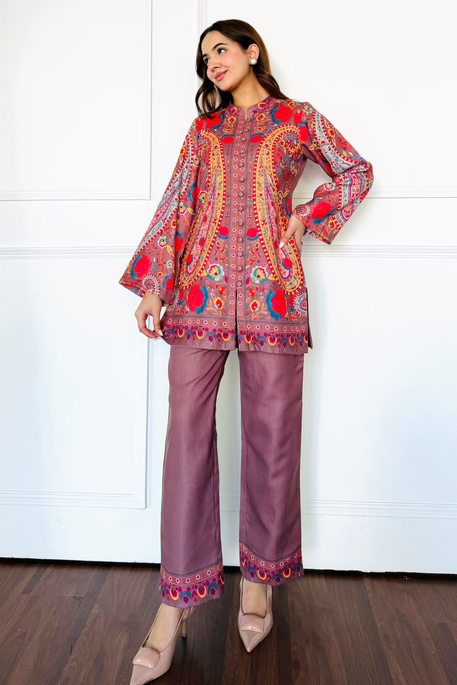 Mocha Paisley Kurta Set