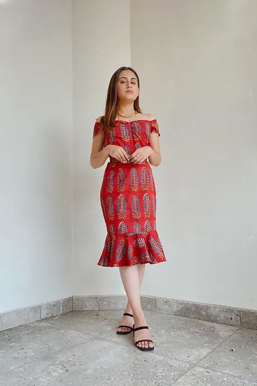 Bella Red Midi Dress