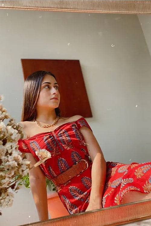 Bella Red Midi Dress