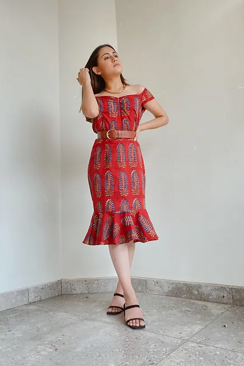 Bella Red Midi Dress