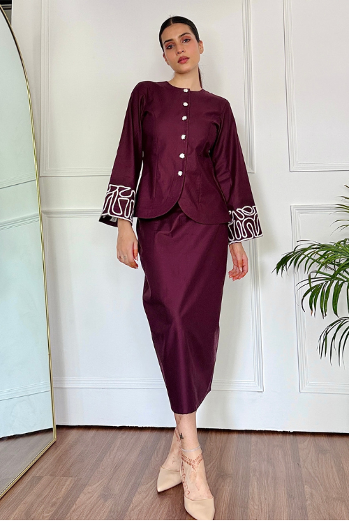 Burgandy Elegance Skirt Set