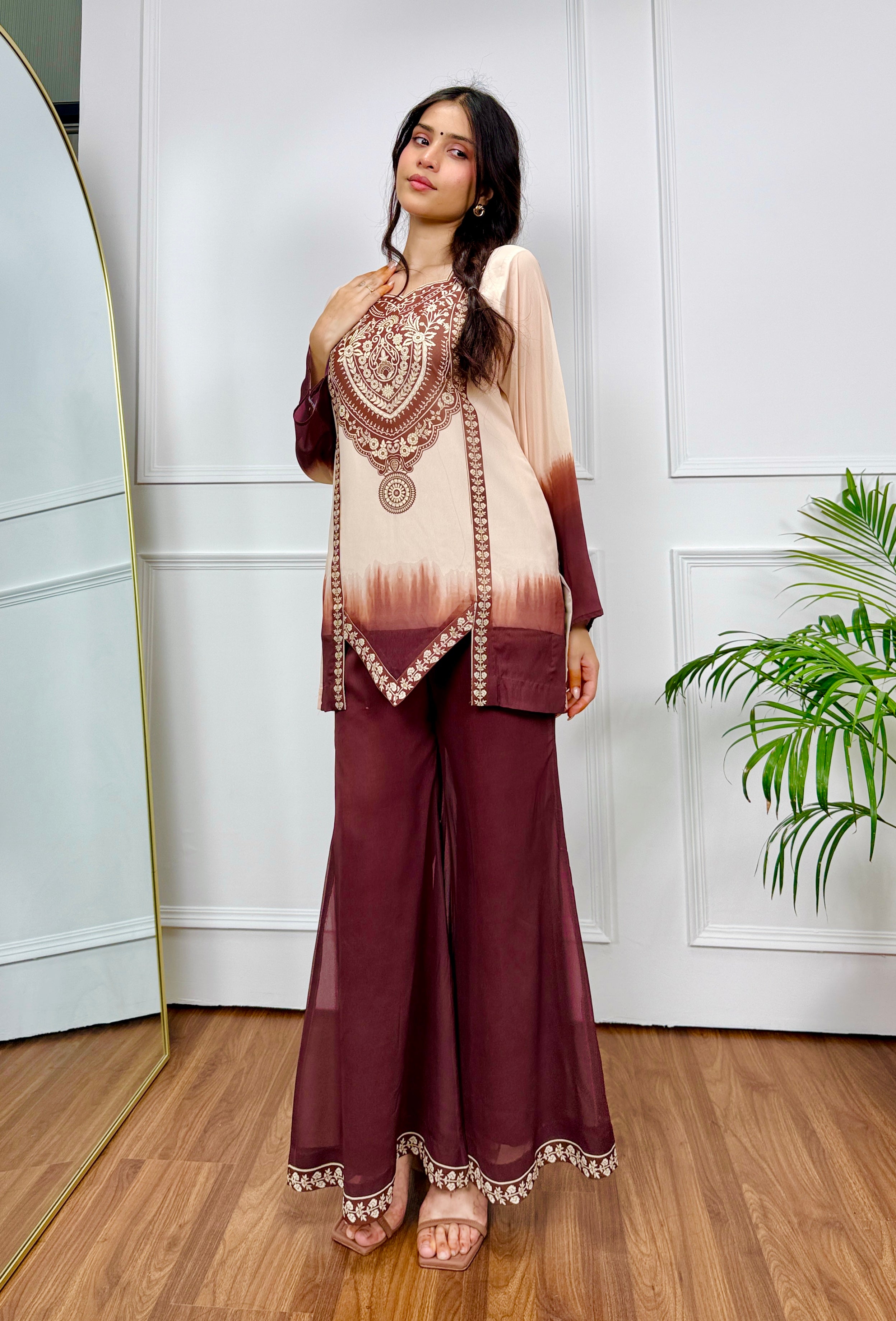 Mocha Mirage Ombre Kurta Set