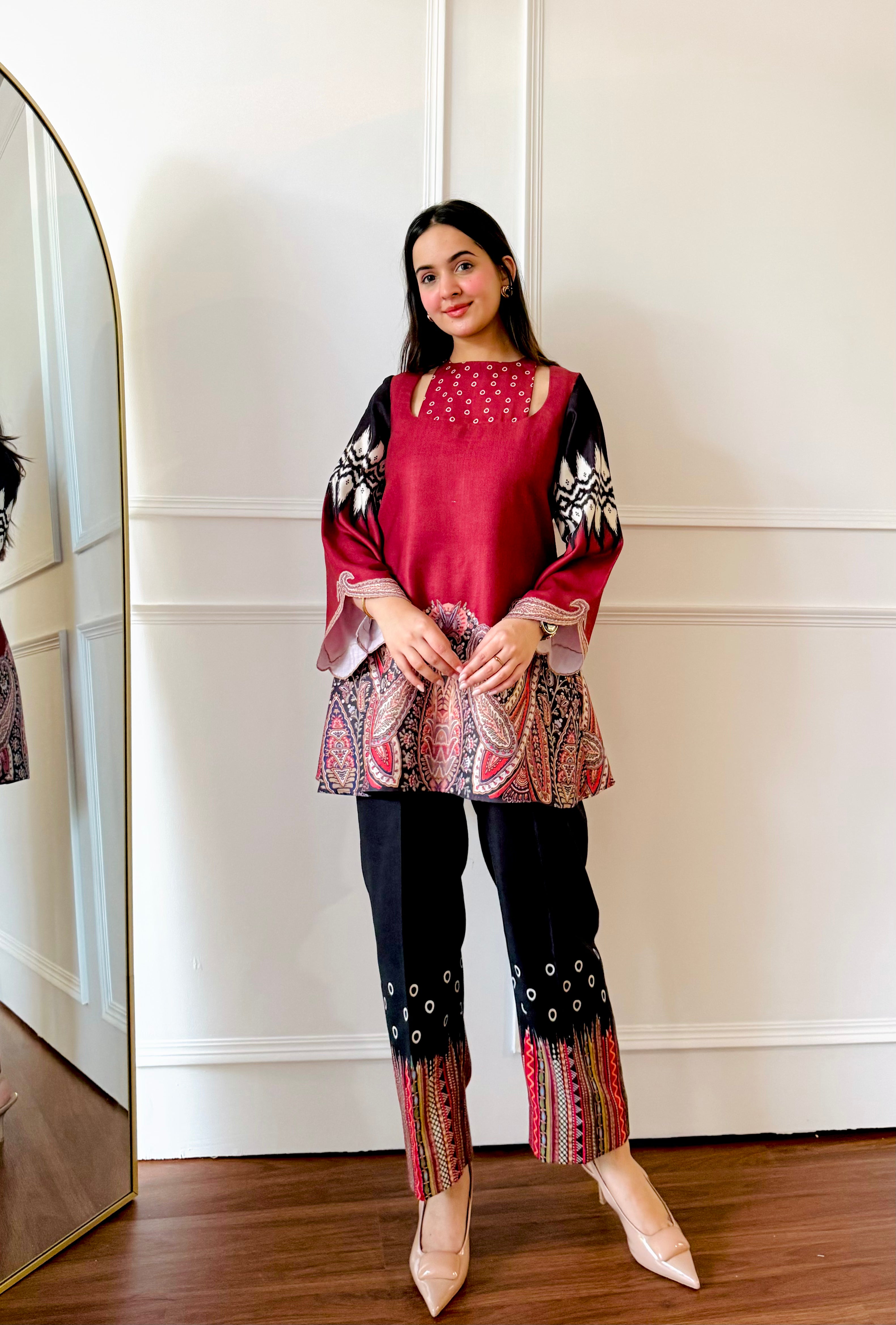 Red & black Paisley Co-ord Set