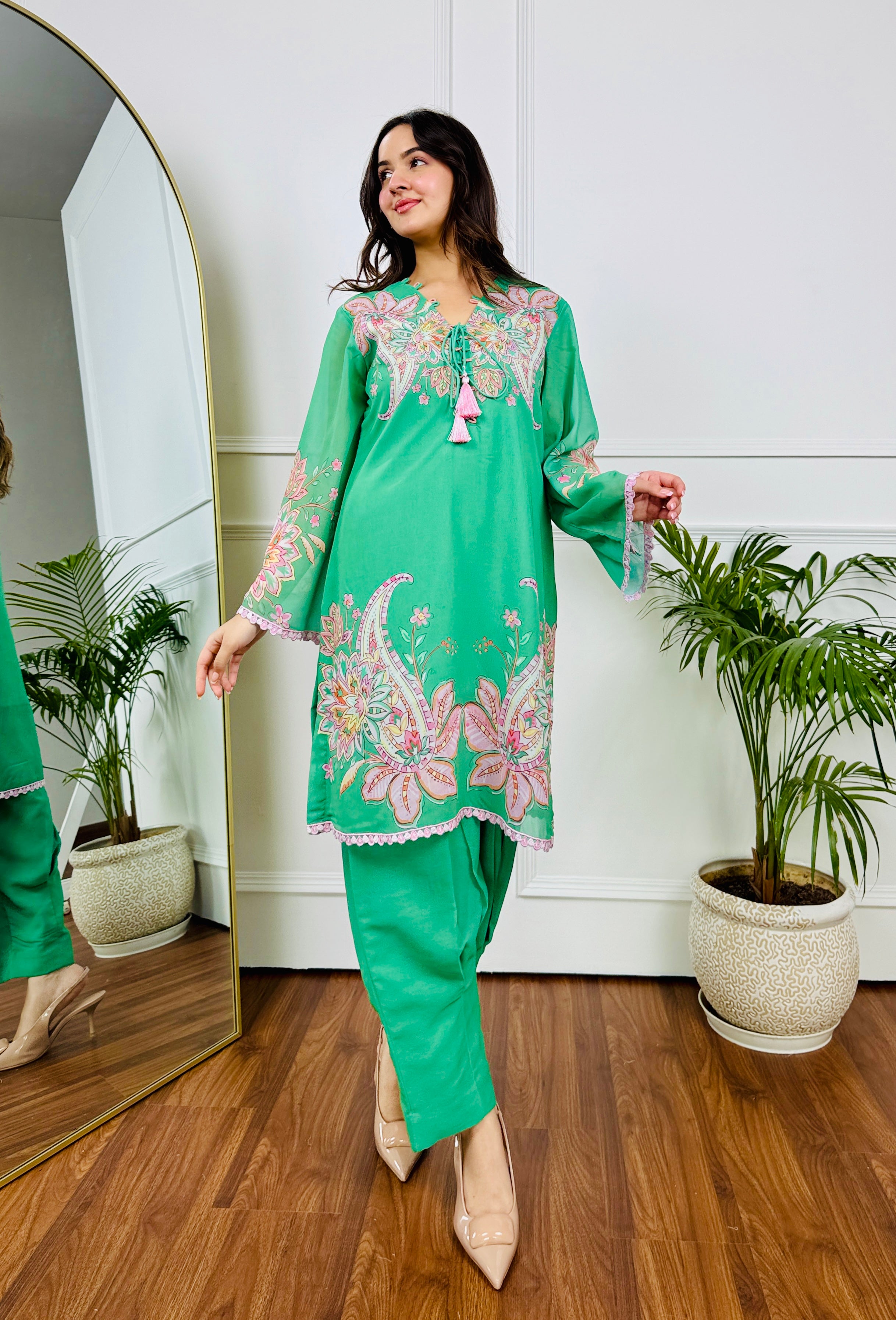 Green Paisley Festive Kurta Set