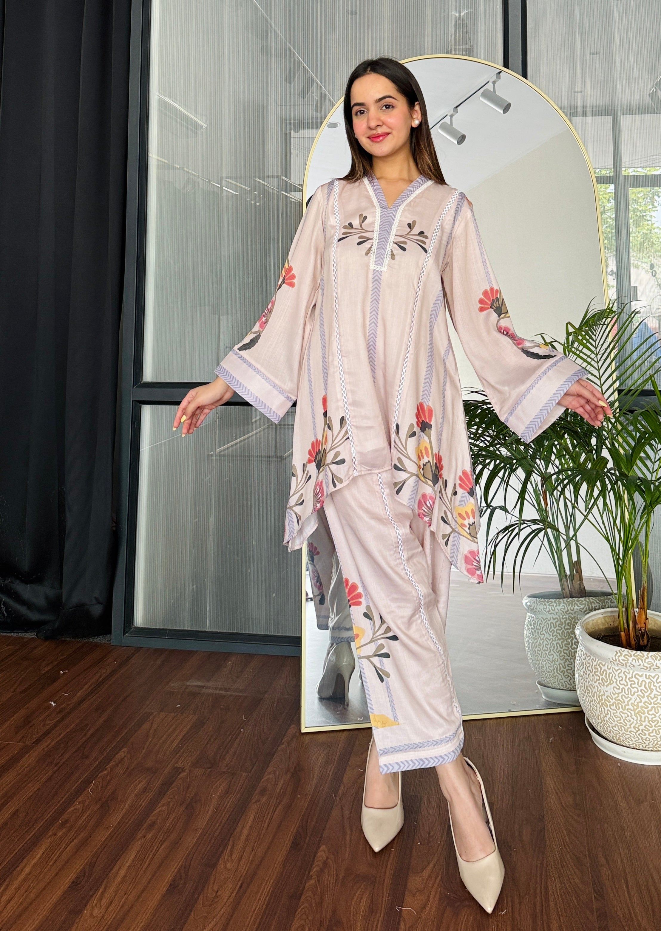 Floral Veil Festive Kurta Set