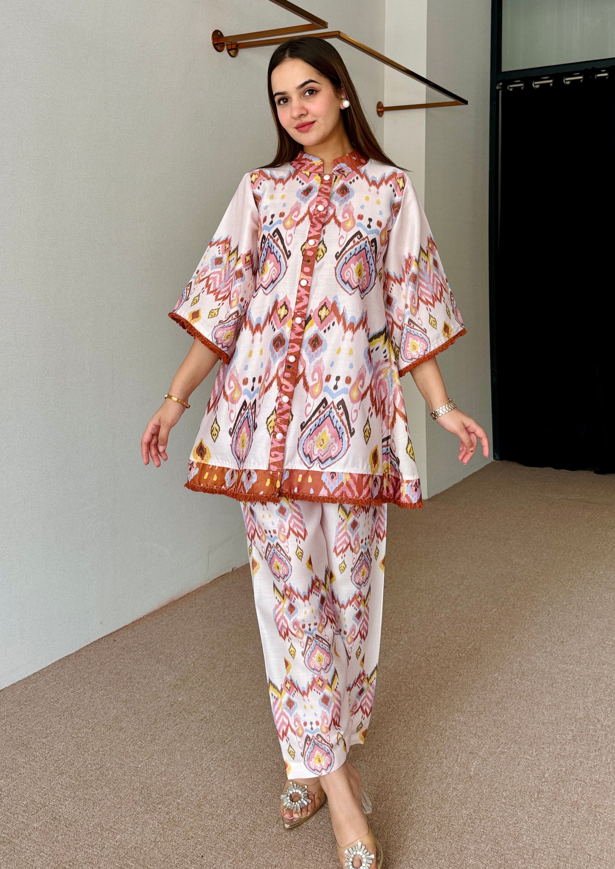 Pastel Ikkat Festive Kurta Set