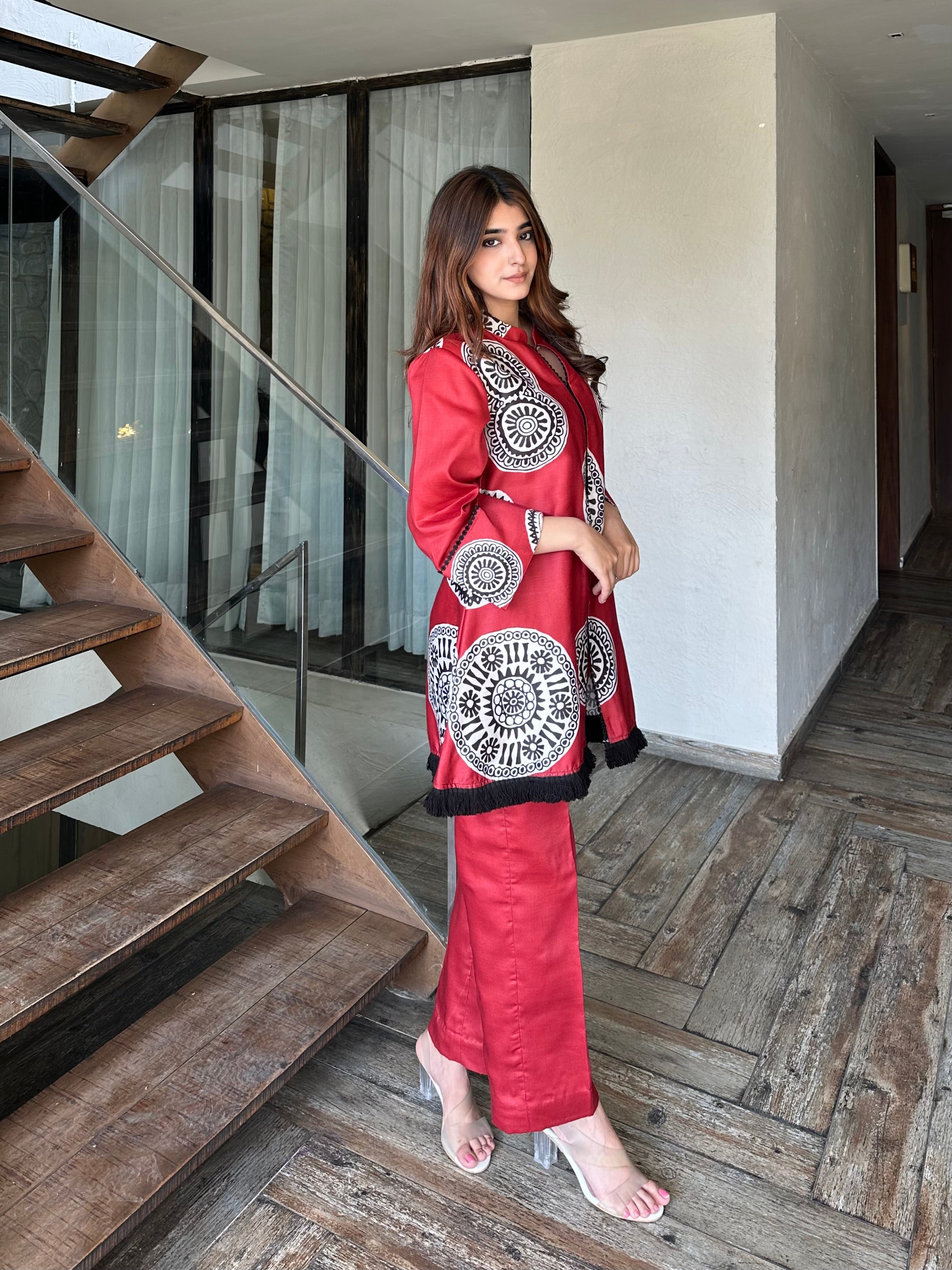 Stunner Red Pakistani Kurta Set