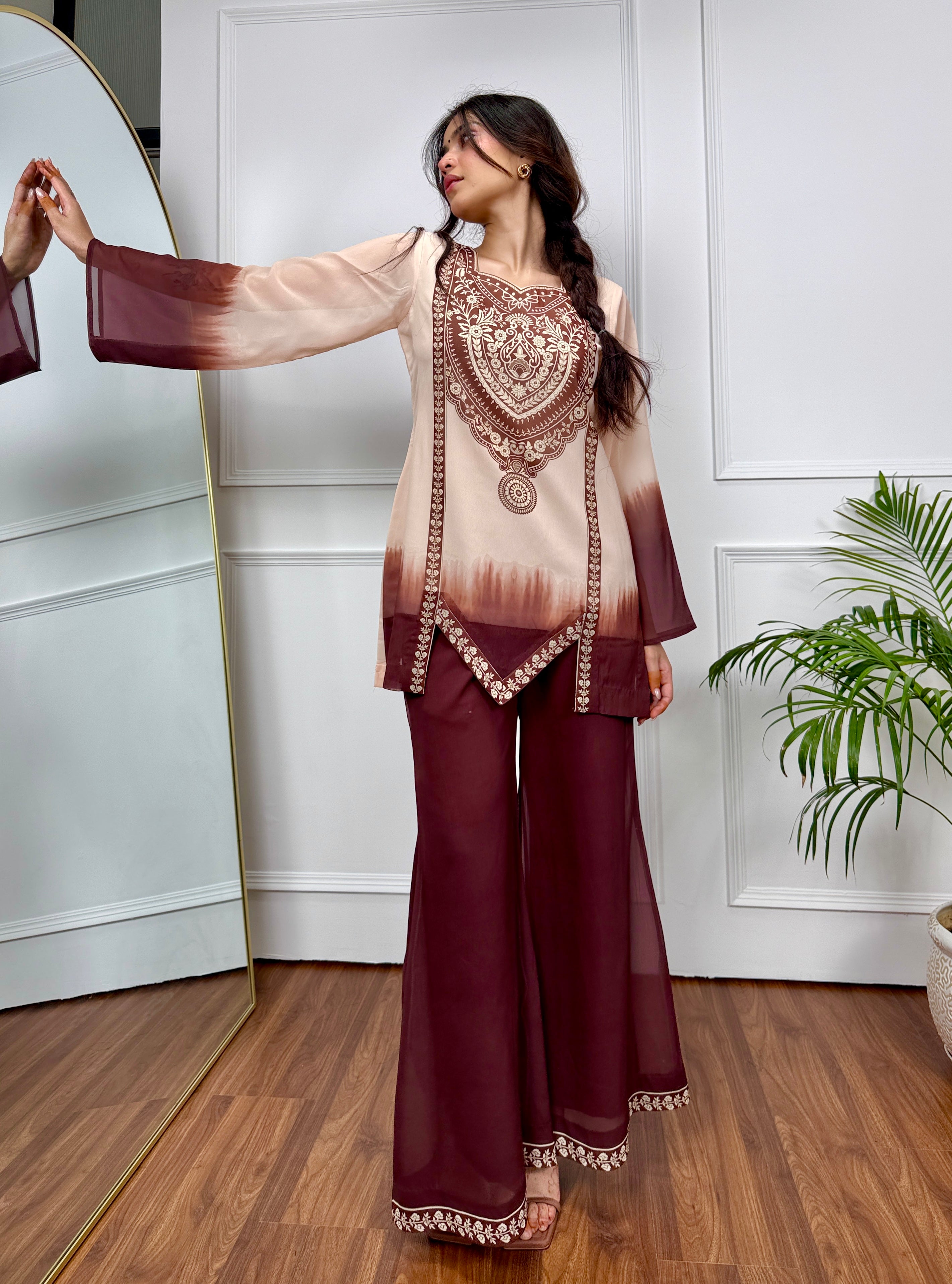 Mocha Mirage Ombre Kurta Set
