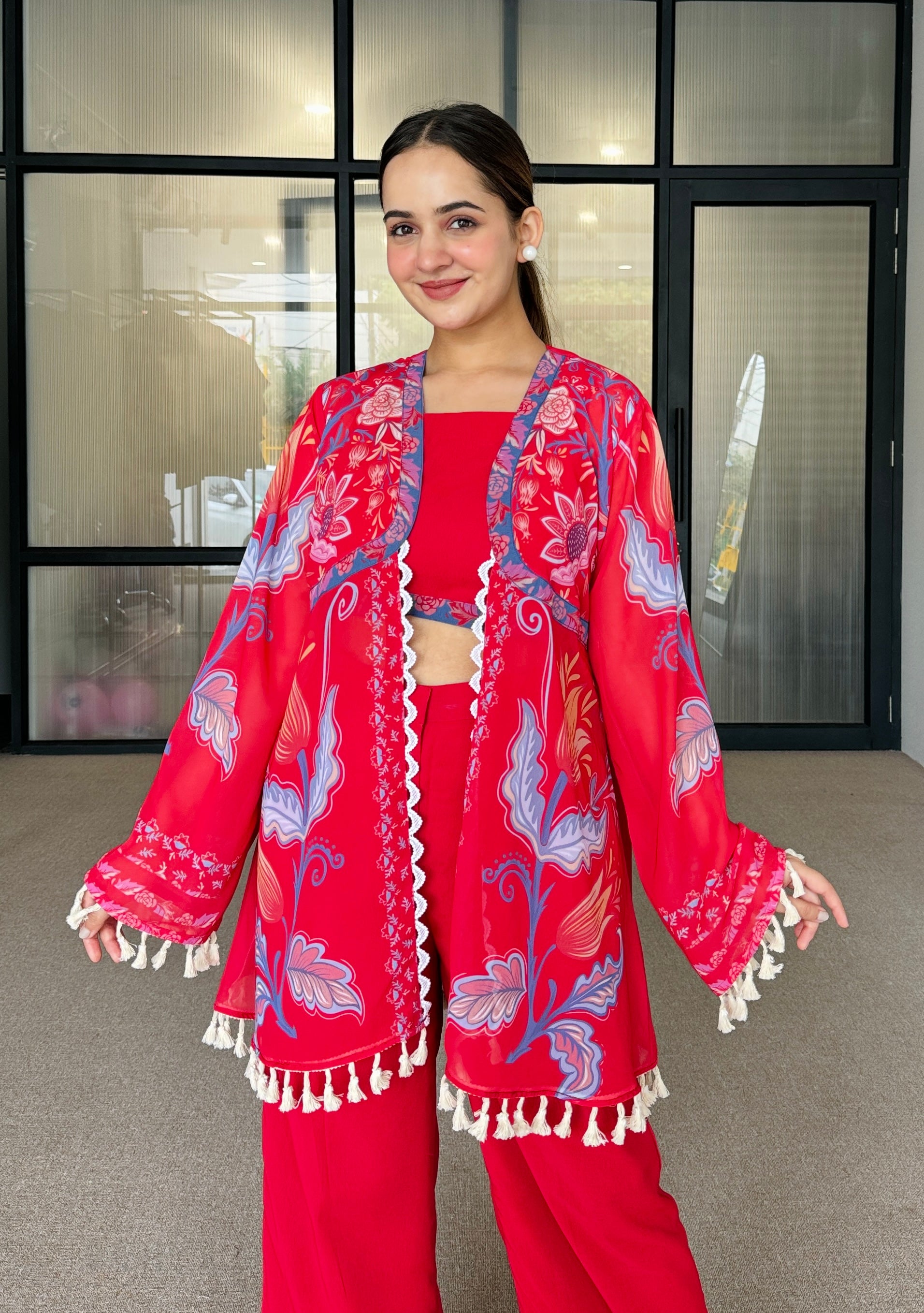 Ayesha Red Festive Fusion Set