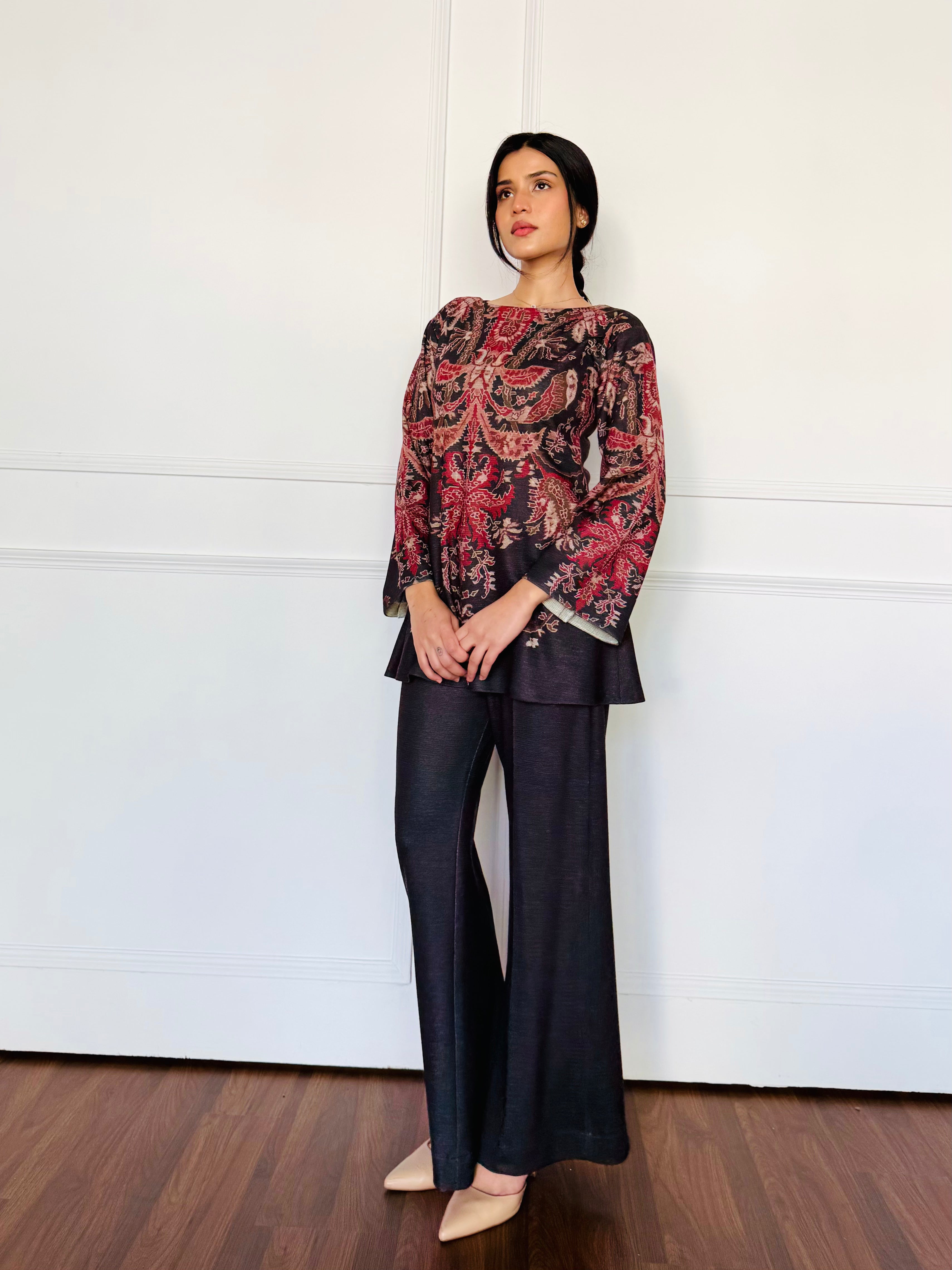 Black Paisley Woollen Co-ord Set