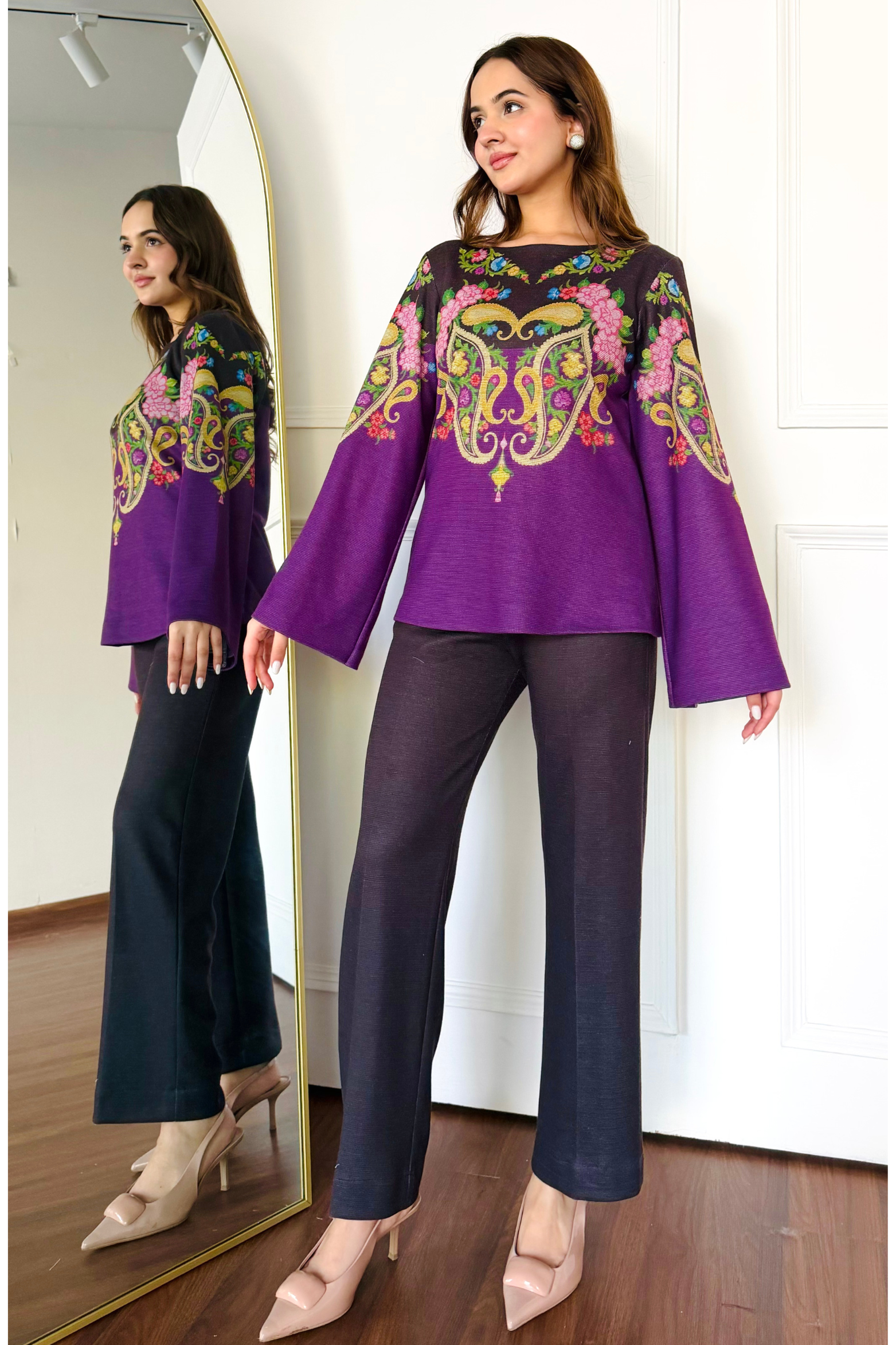 Black & Purple Paisley Co-ord Set