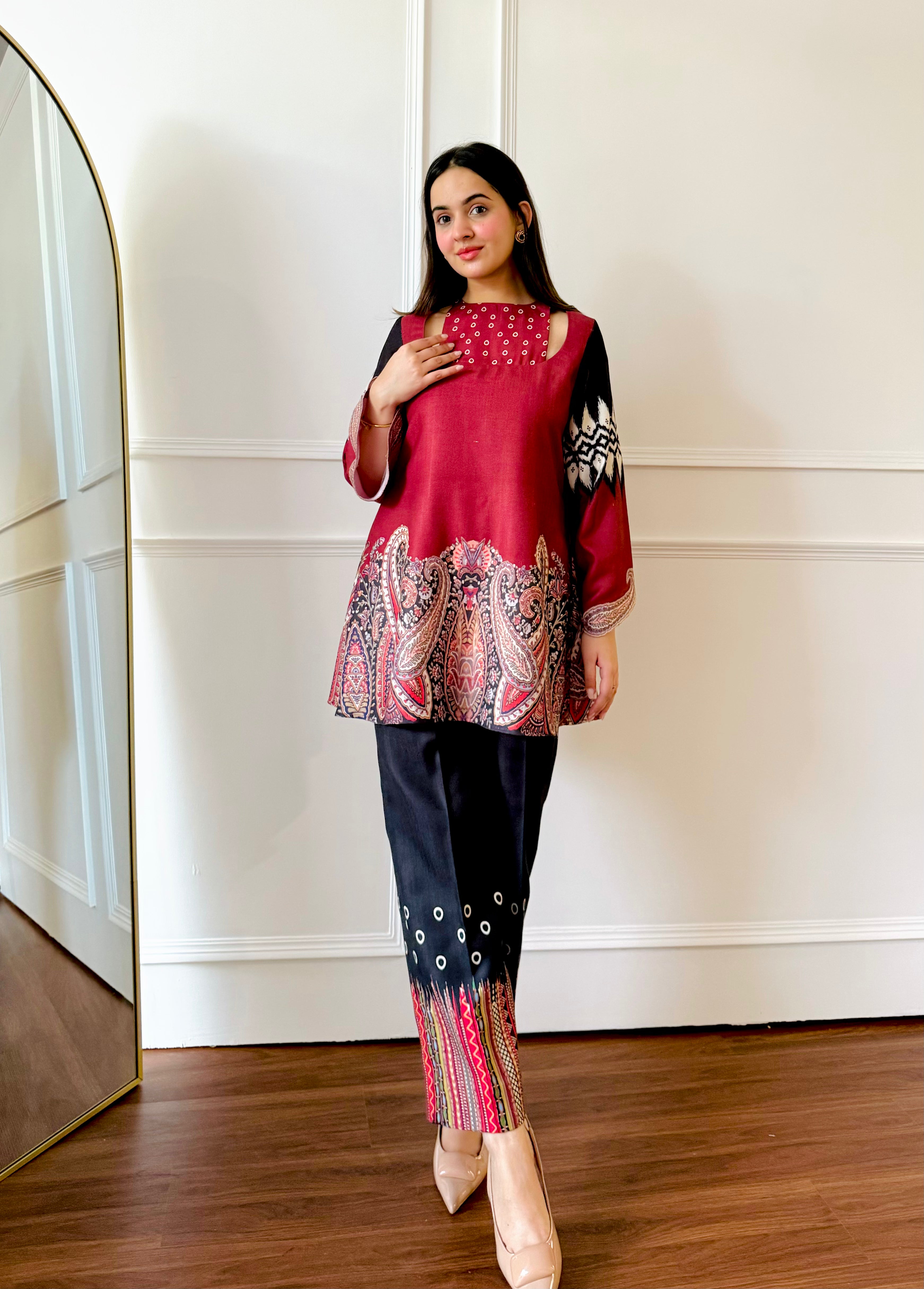 Red & black Paisley Co-ord Set