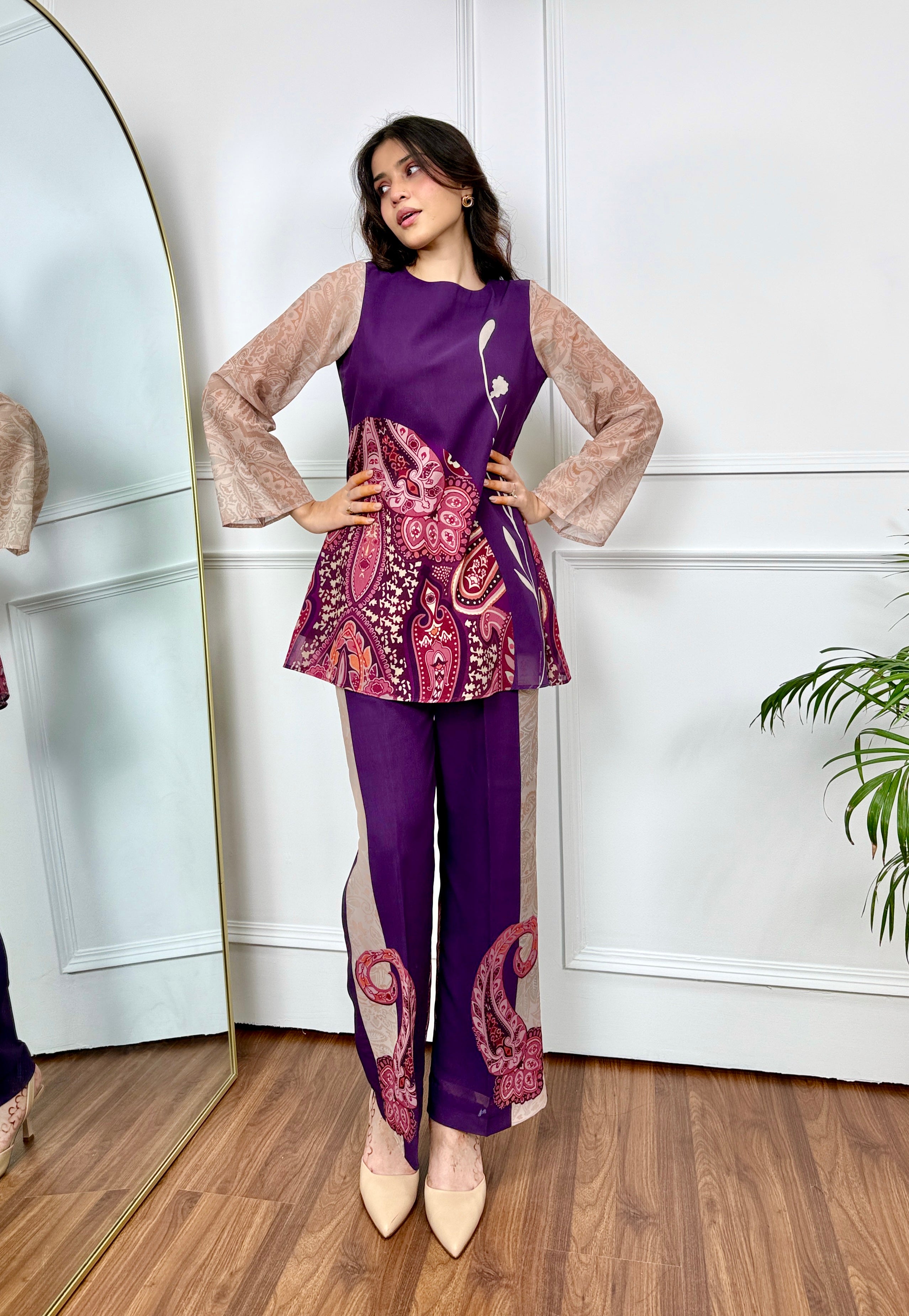 Purple Paisley Kurta Set