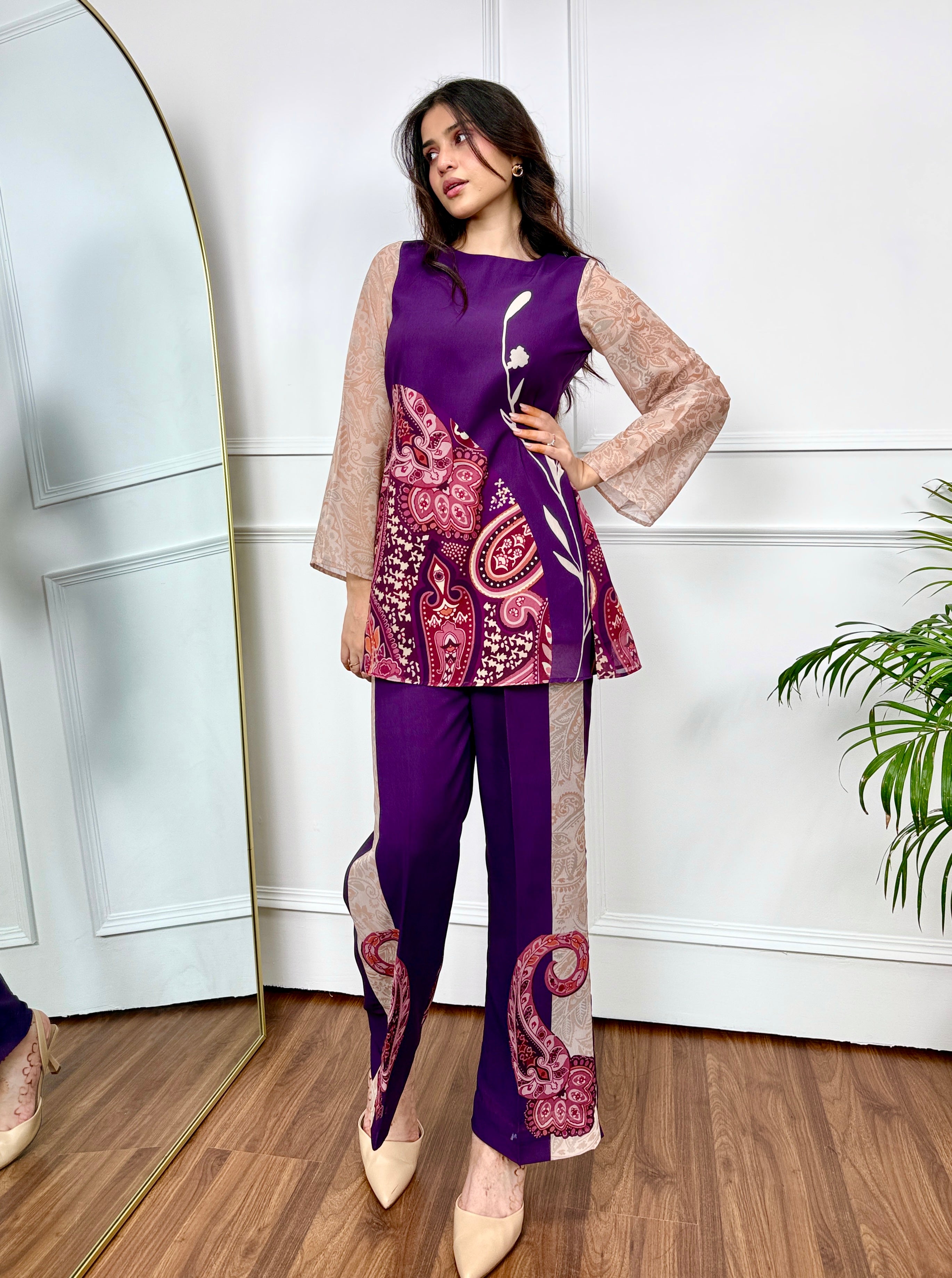 Purple Paisley Kurta Set