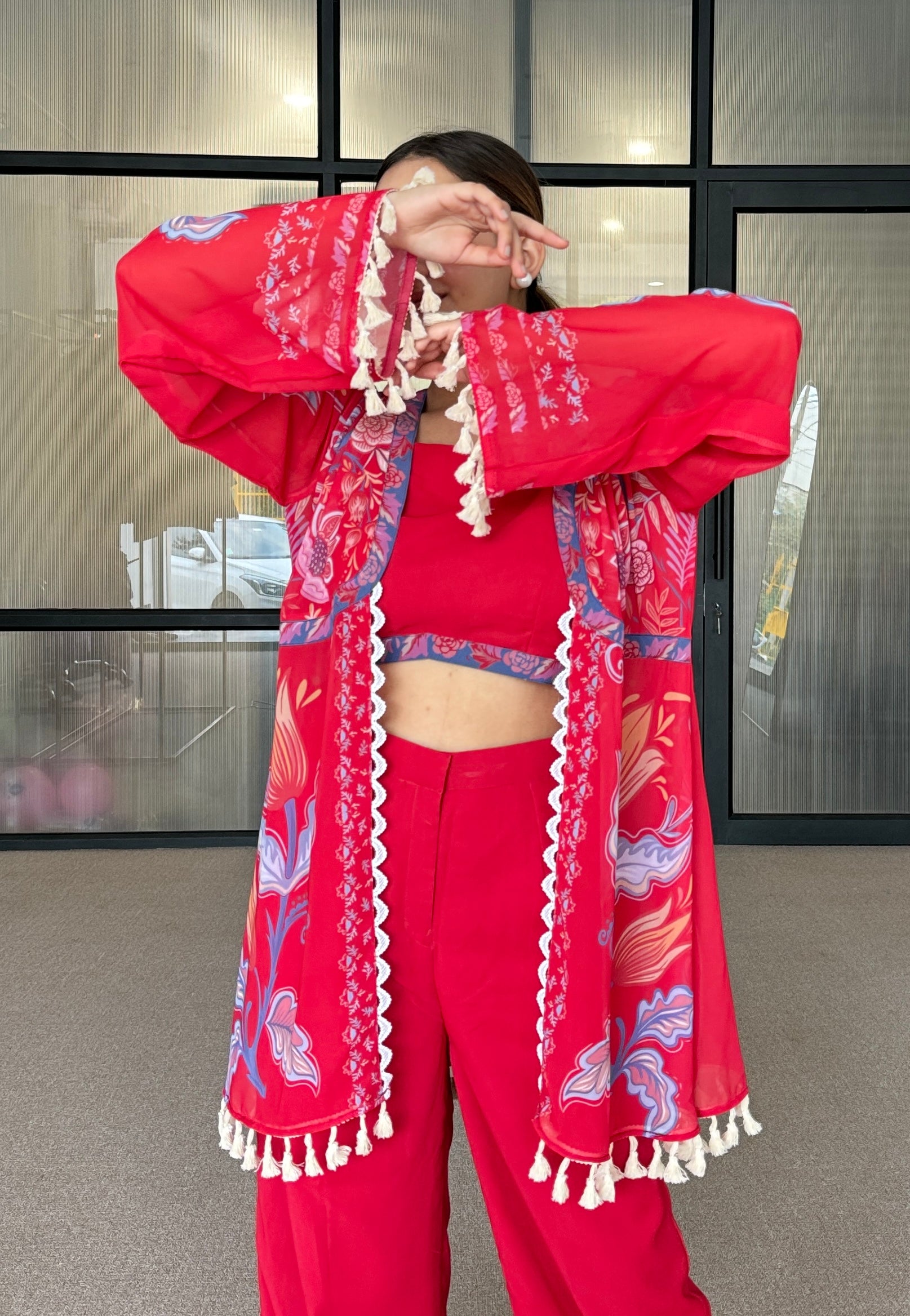 Ayesha Red Festive Fusion Set