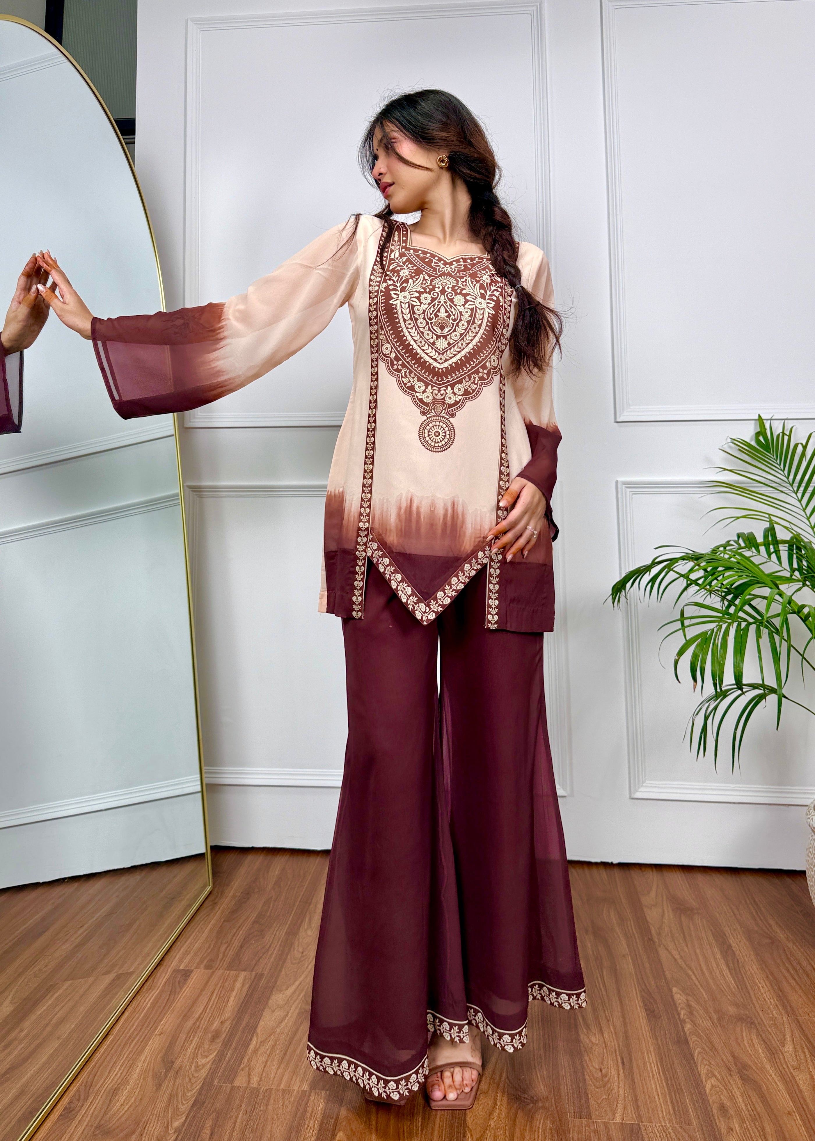Mocha Mirage Ombre Kurta Set