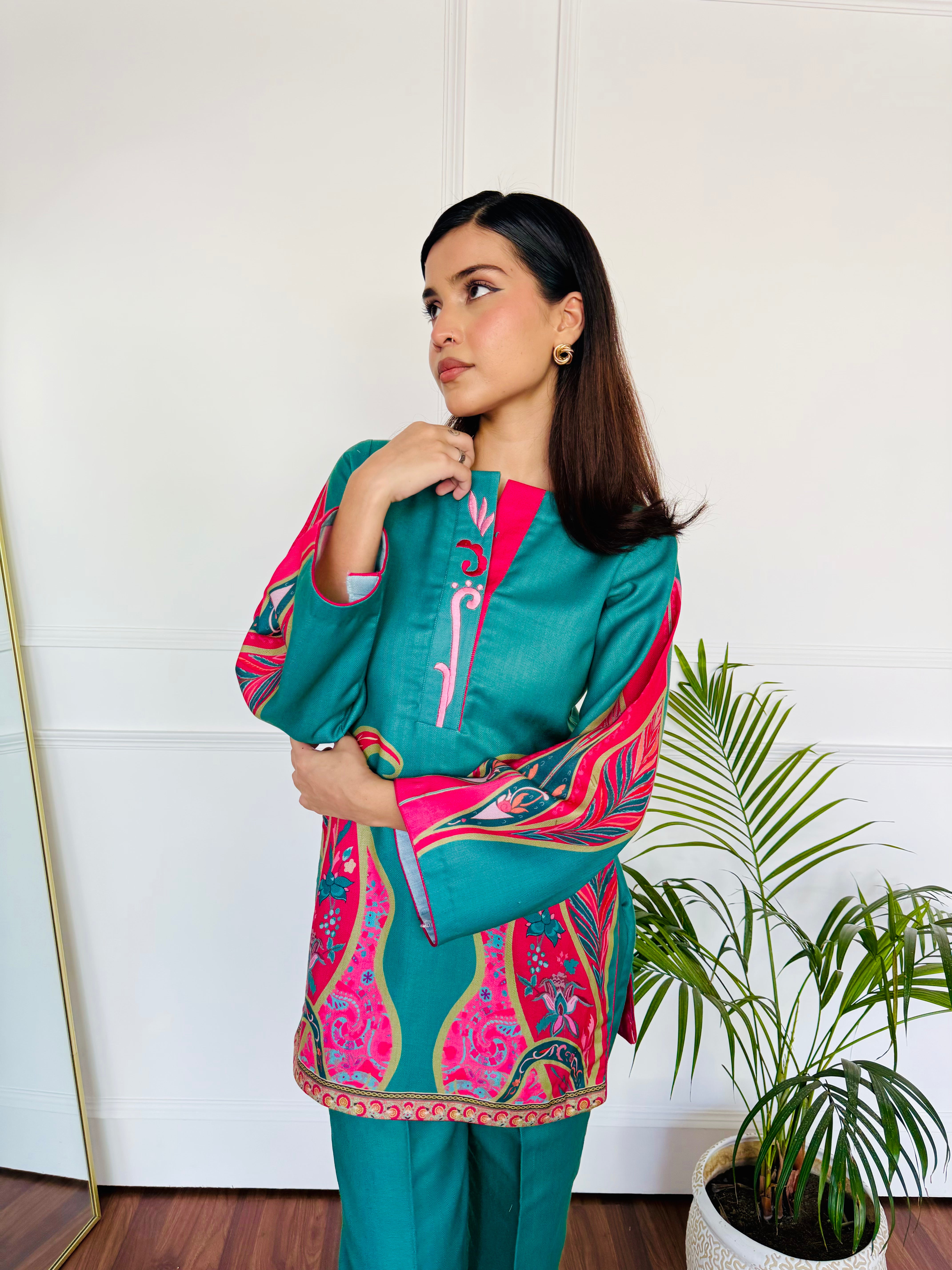 Pink & Green Festive Kurta Set
