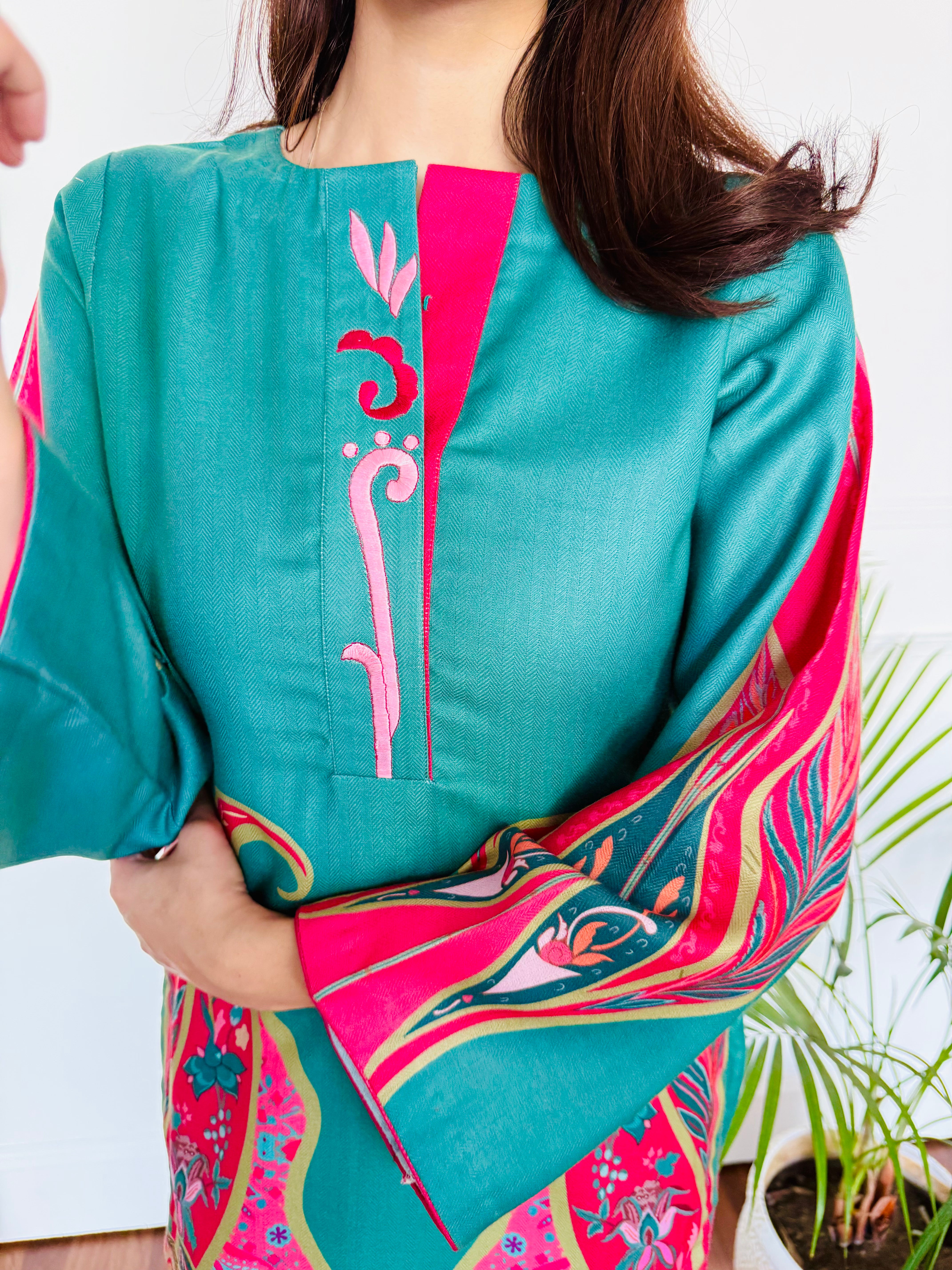 Pink & Green Festive Kurta Set