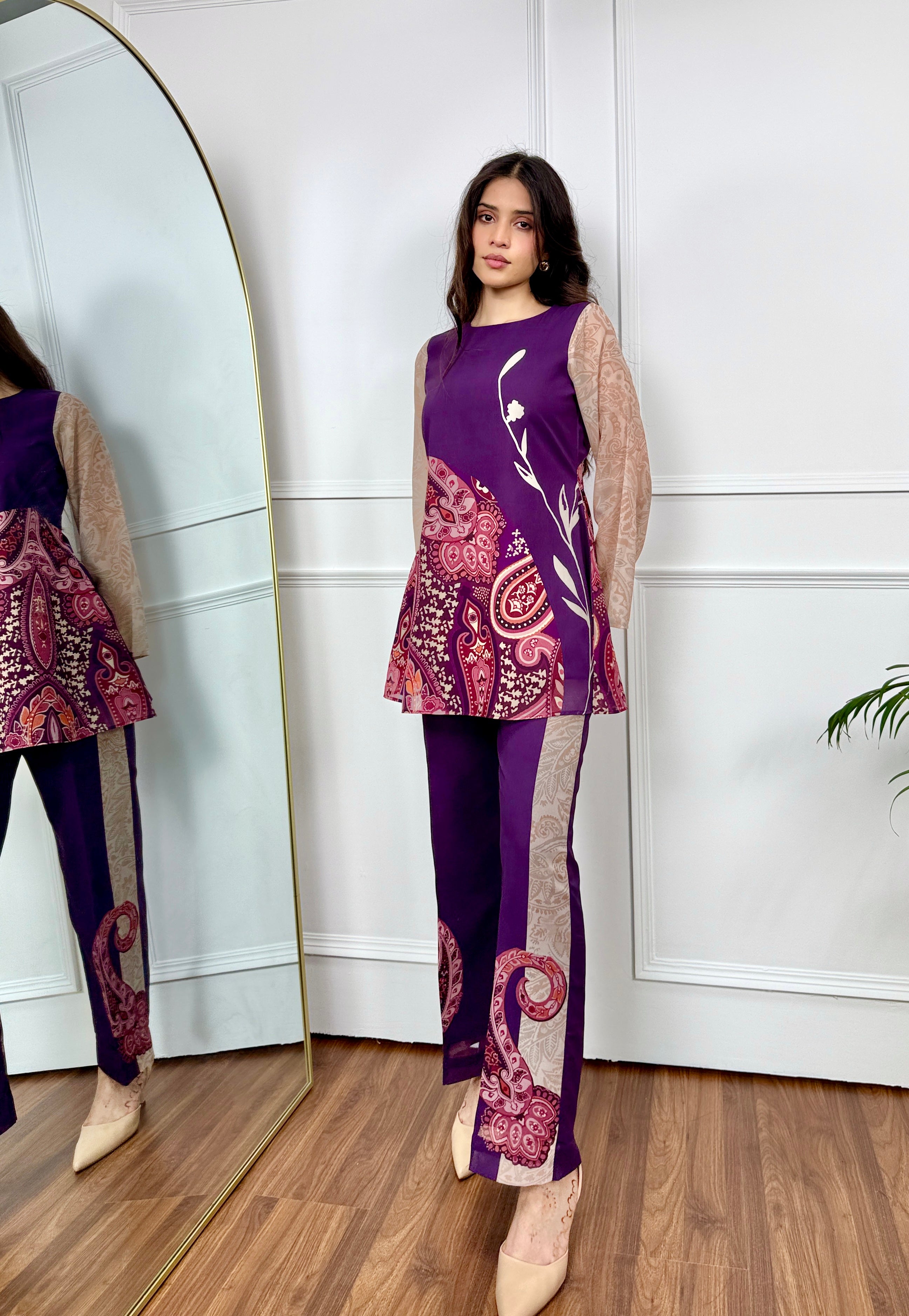 Purple Paisley Kurta Set