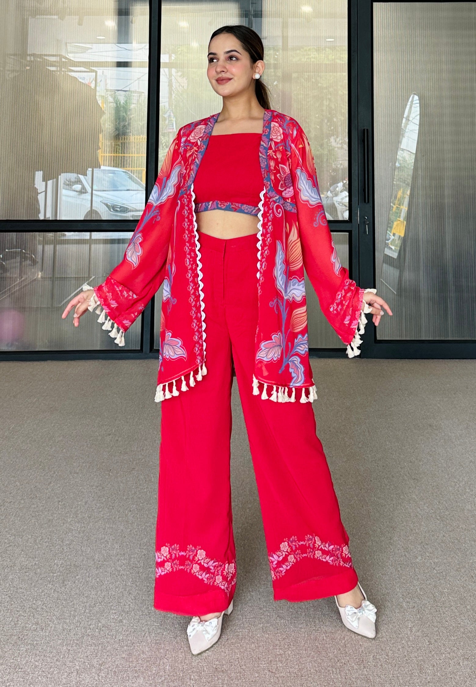 Ayesha Red Festive Fusion Set