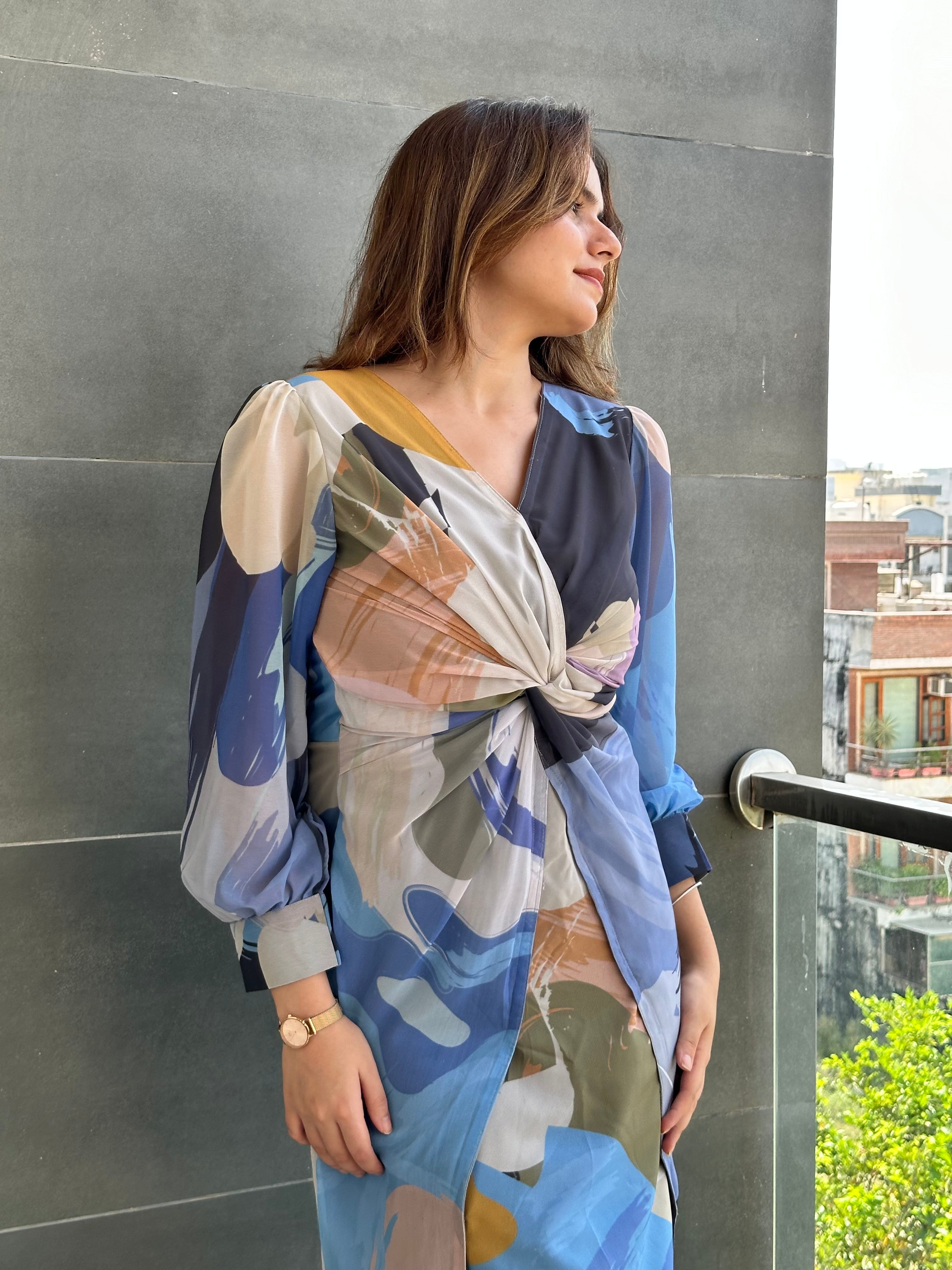 Abstract Summer Midi Dress