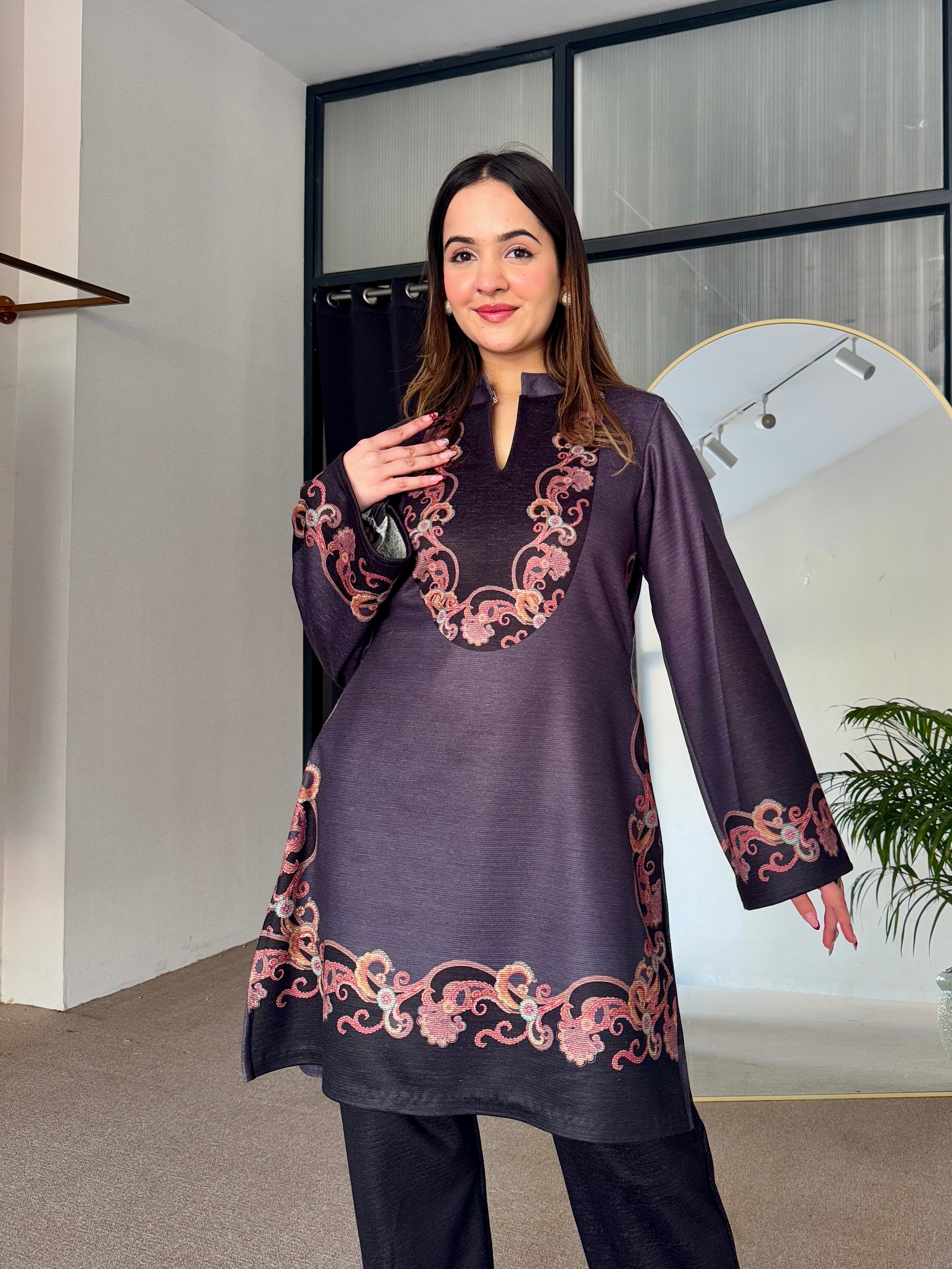 Midnight Mirage Woollen Kurta Set