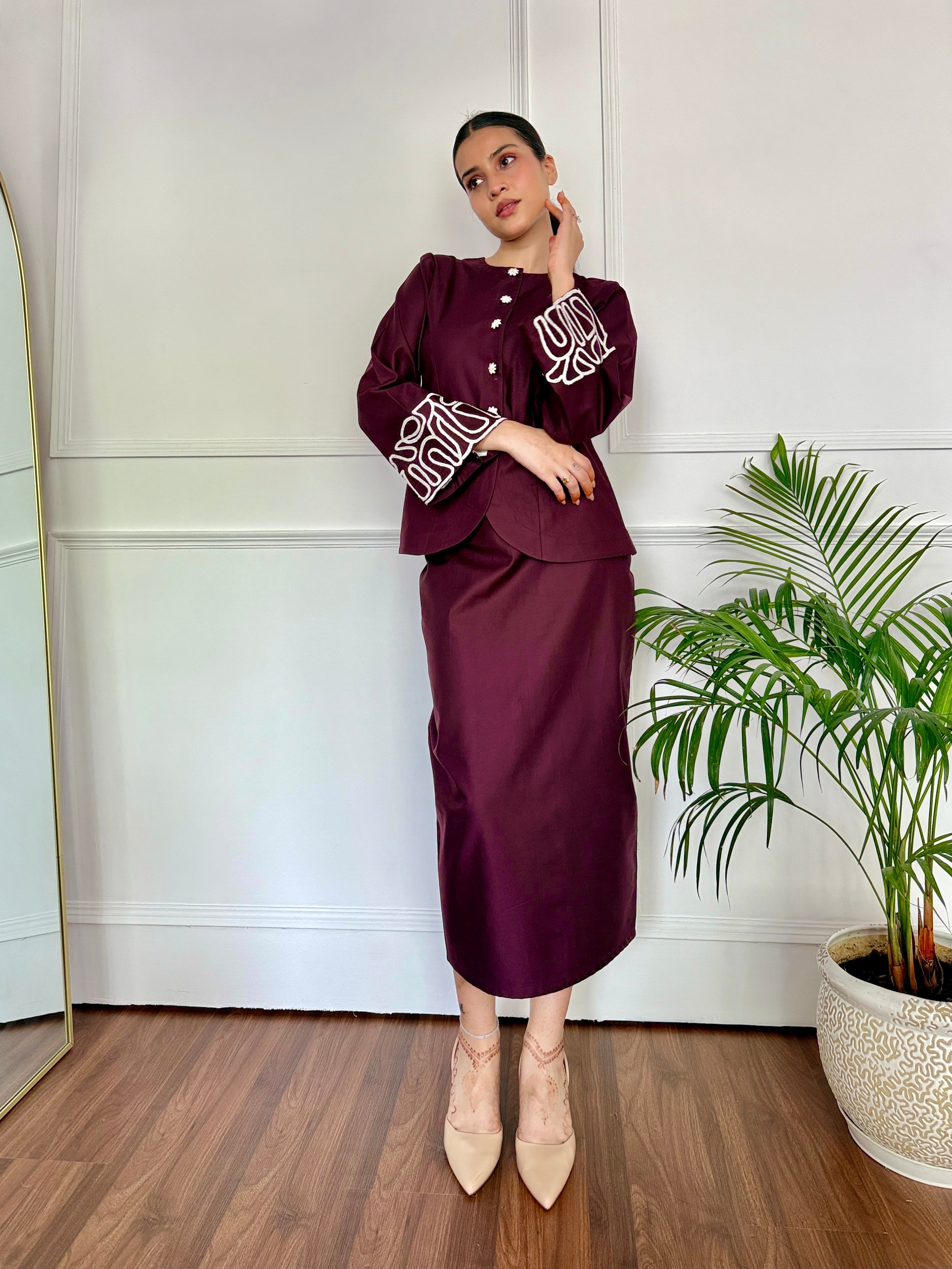 Burgandy Elegance Skirt Set