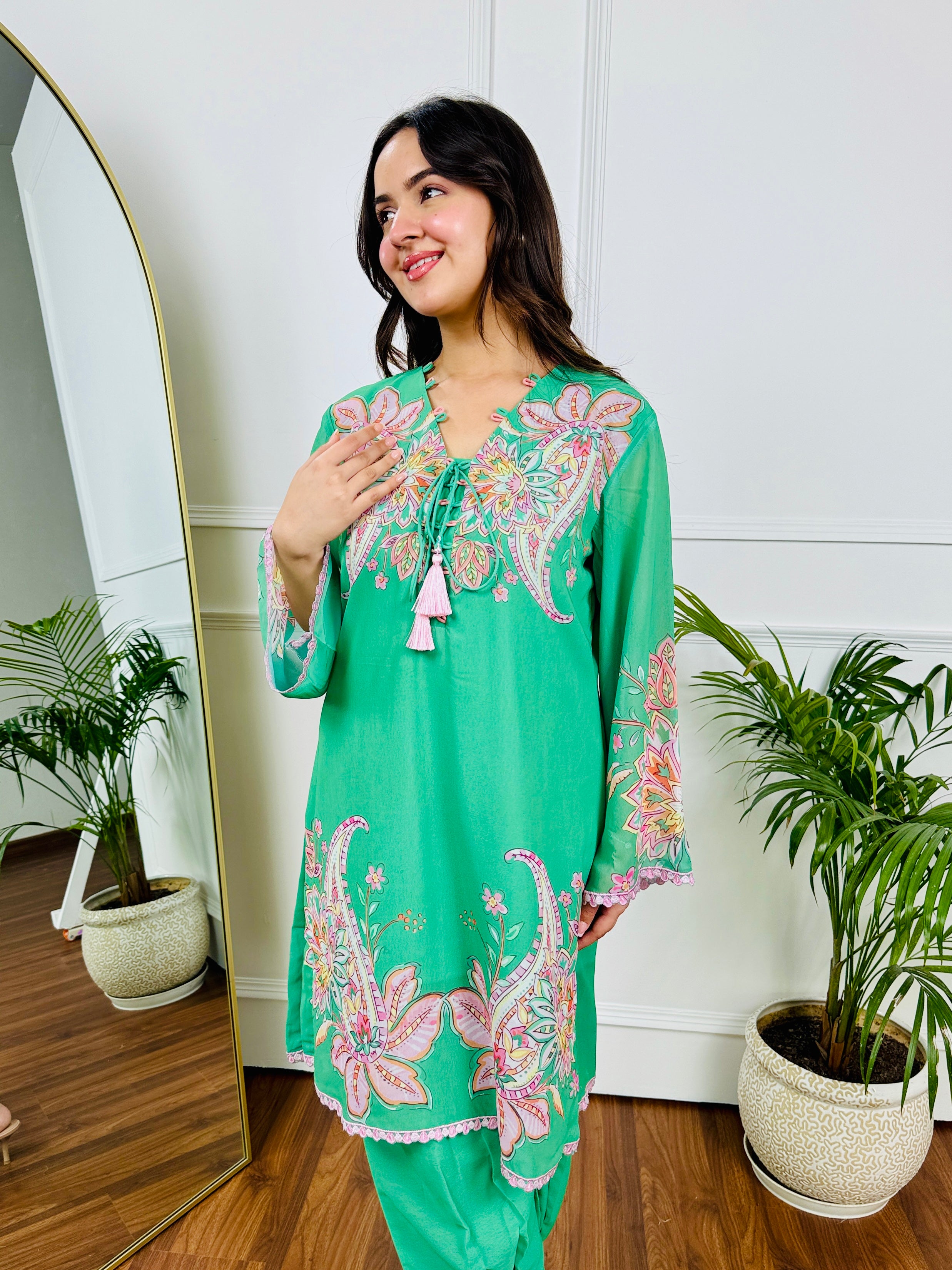 Green Paisley Festive Kurta Set