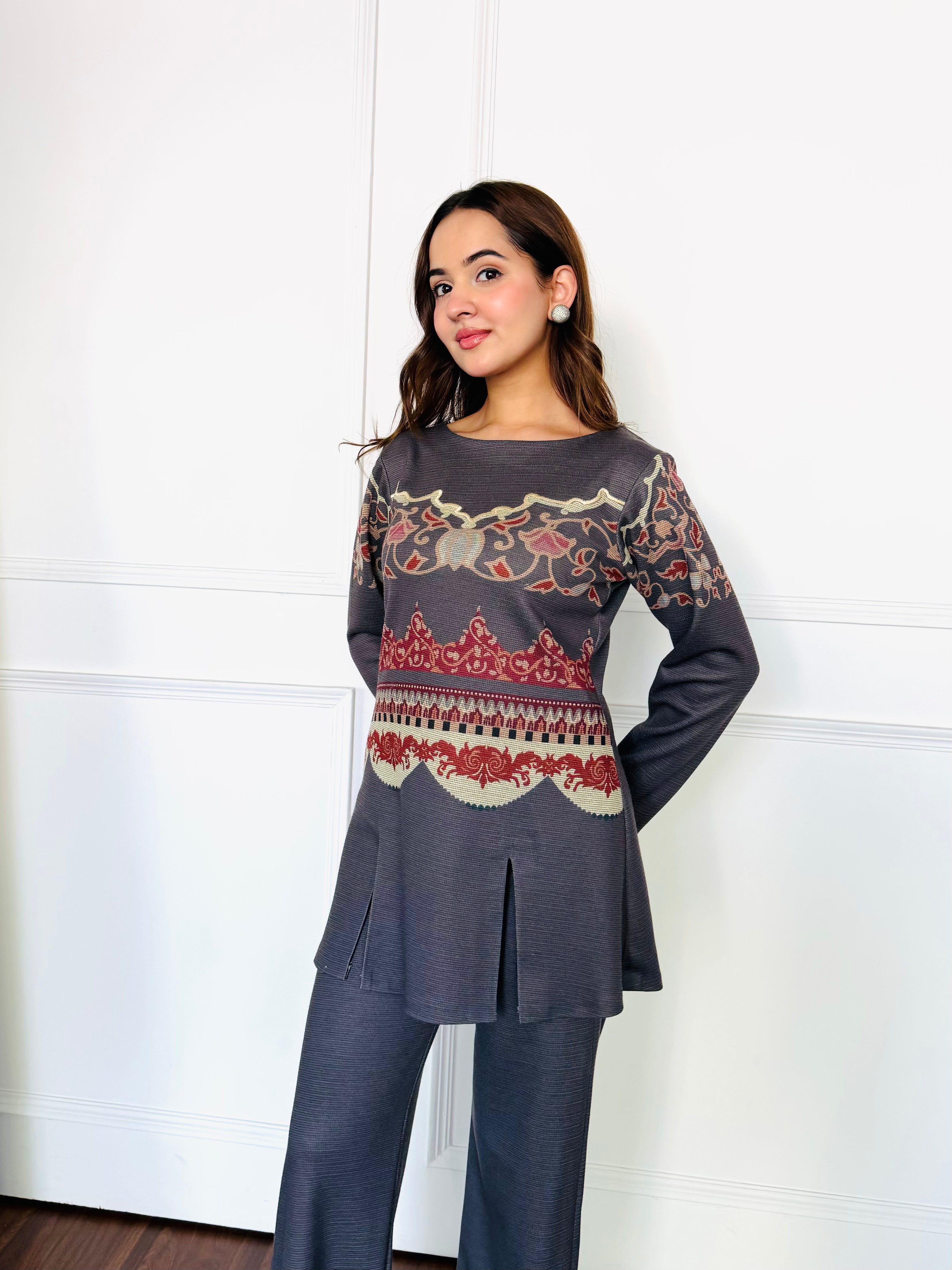 Gray Winter Woollen Co-ord Set