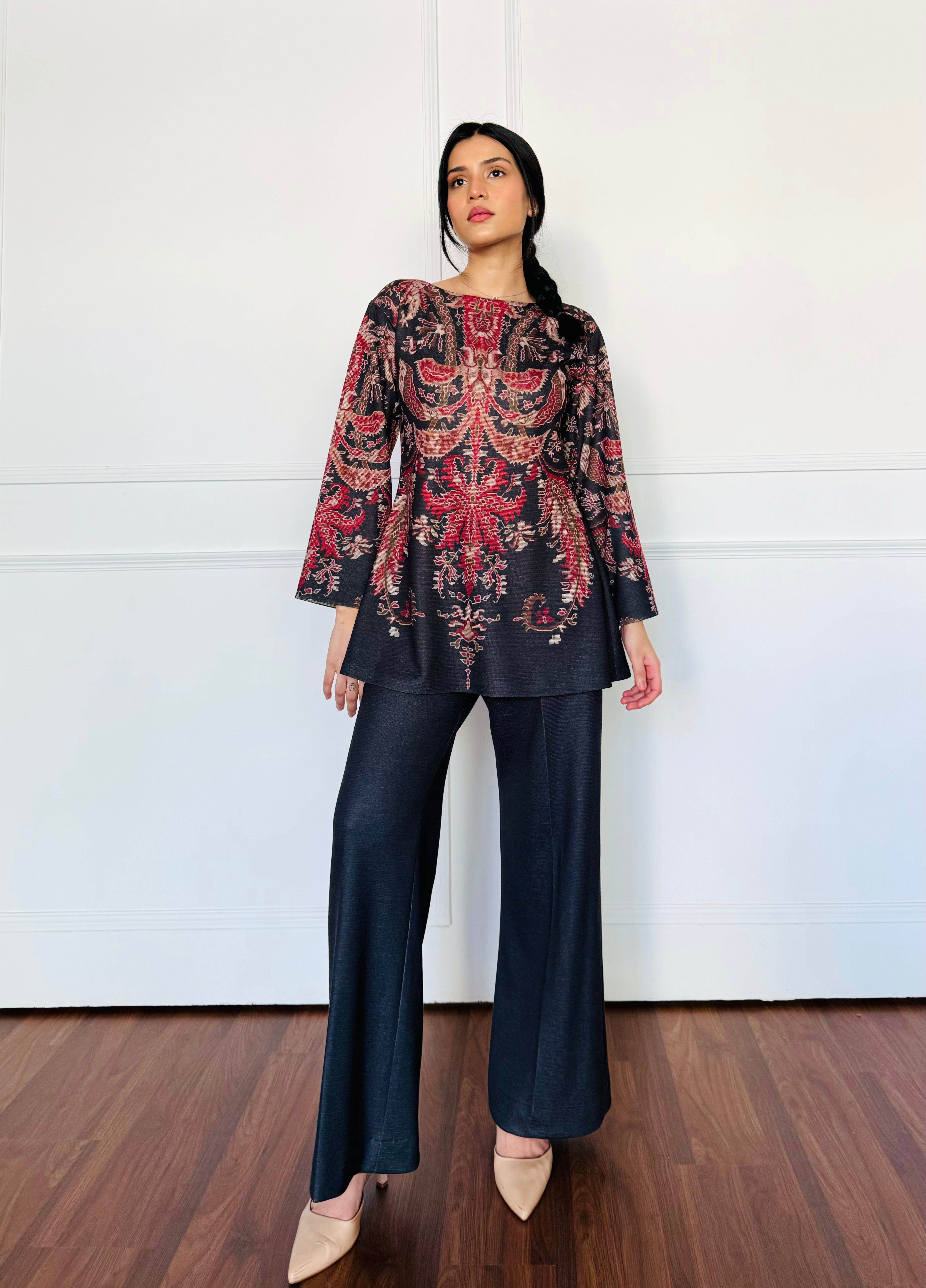 Black Paisley Woollen Co-ord Set
