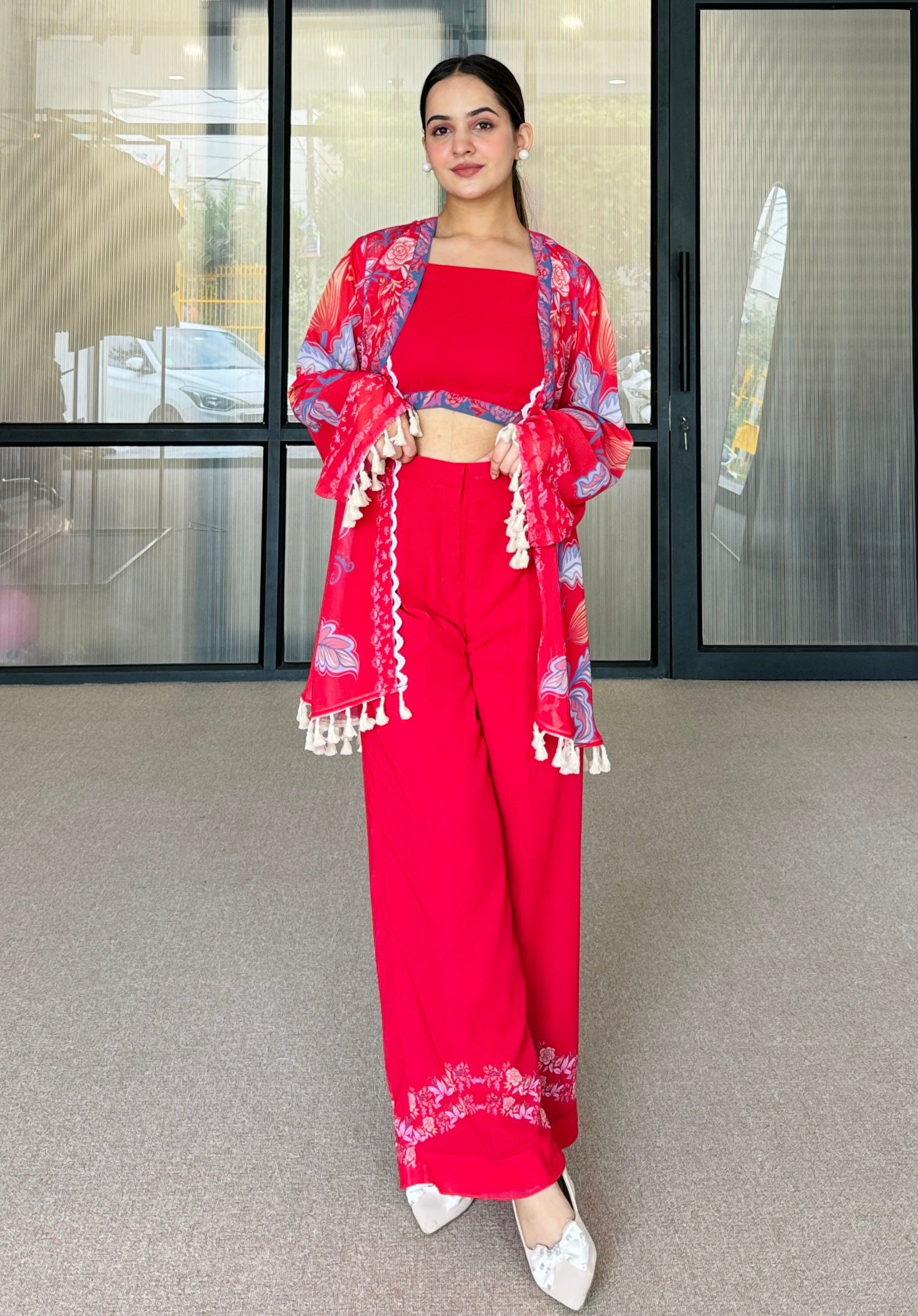 Ayesha Red Festive Fusion Set