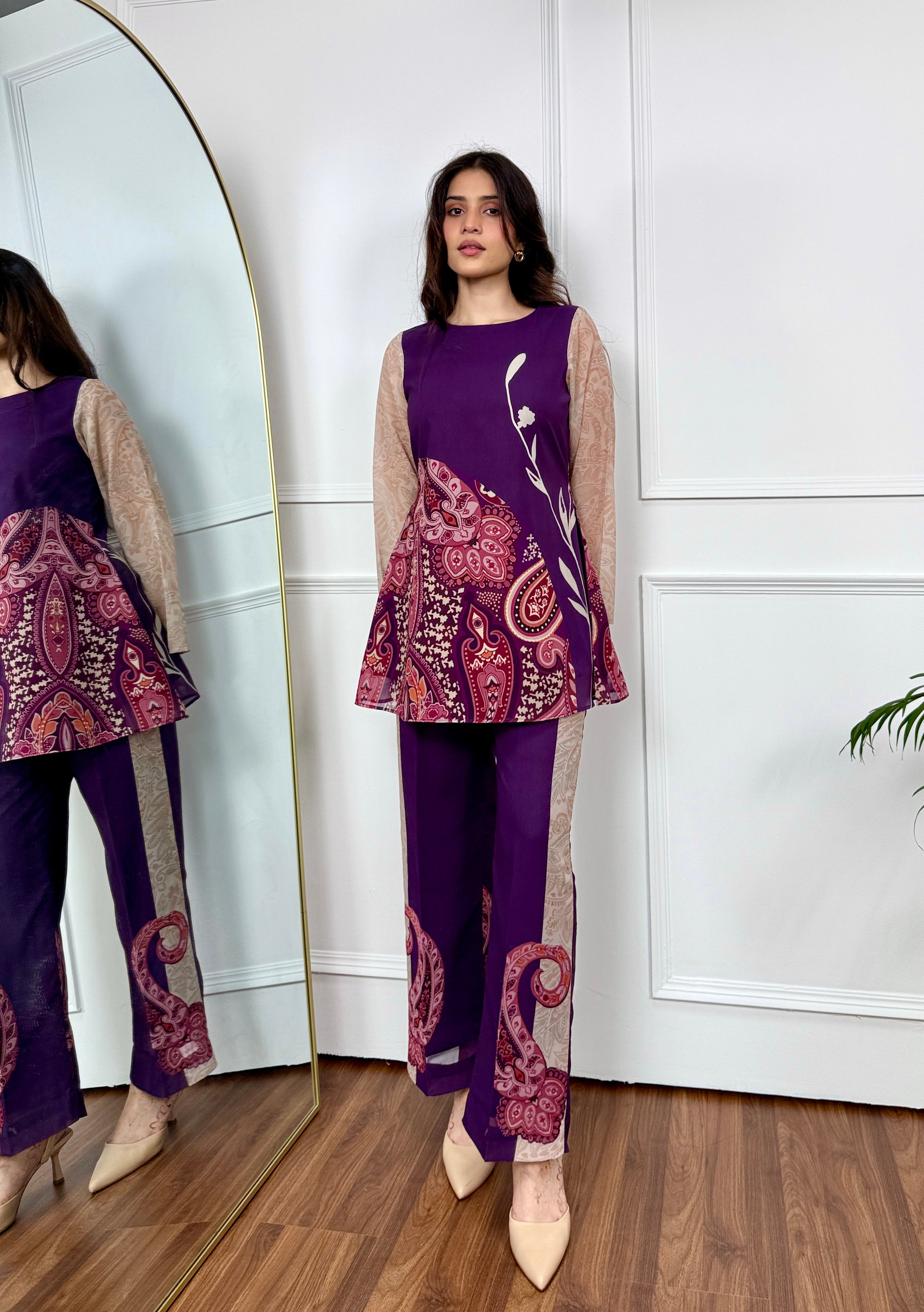 Purple Paisley Kurta Set