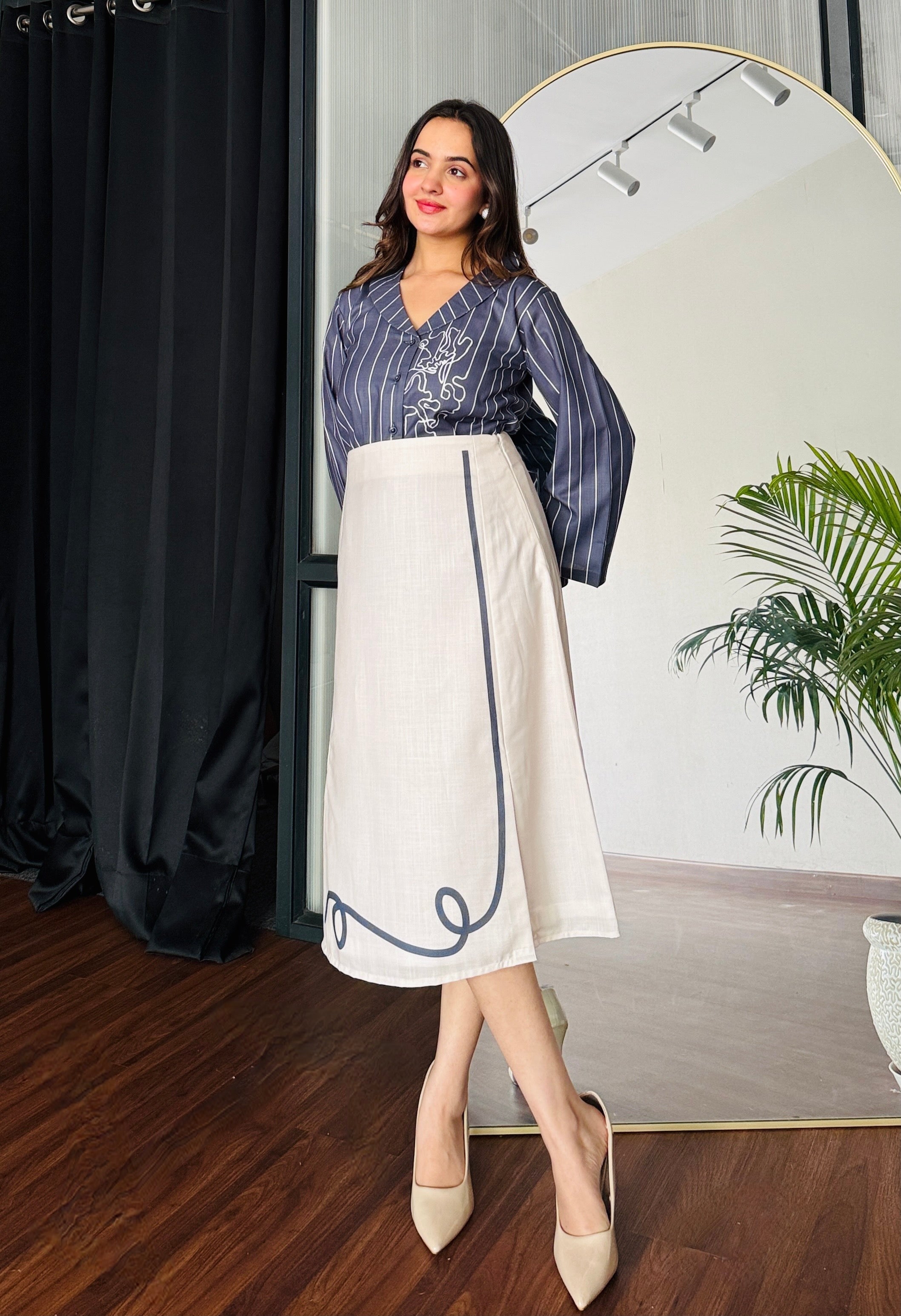 Chalk & Charcoal Formal Skirt Set