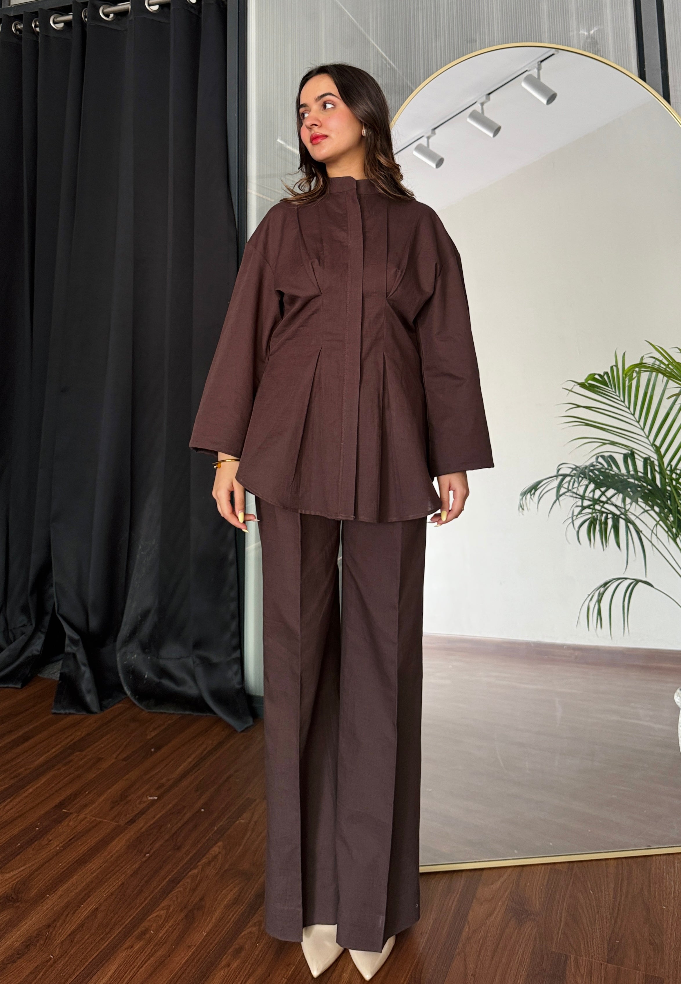 Choco Linen Co-ord Set