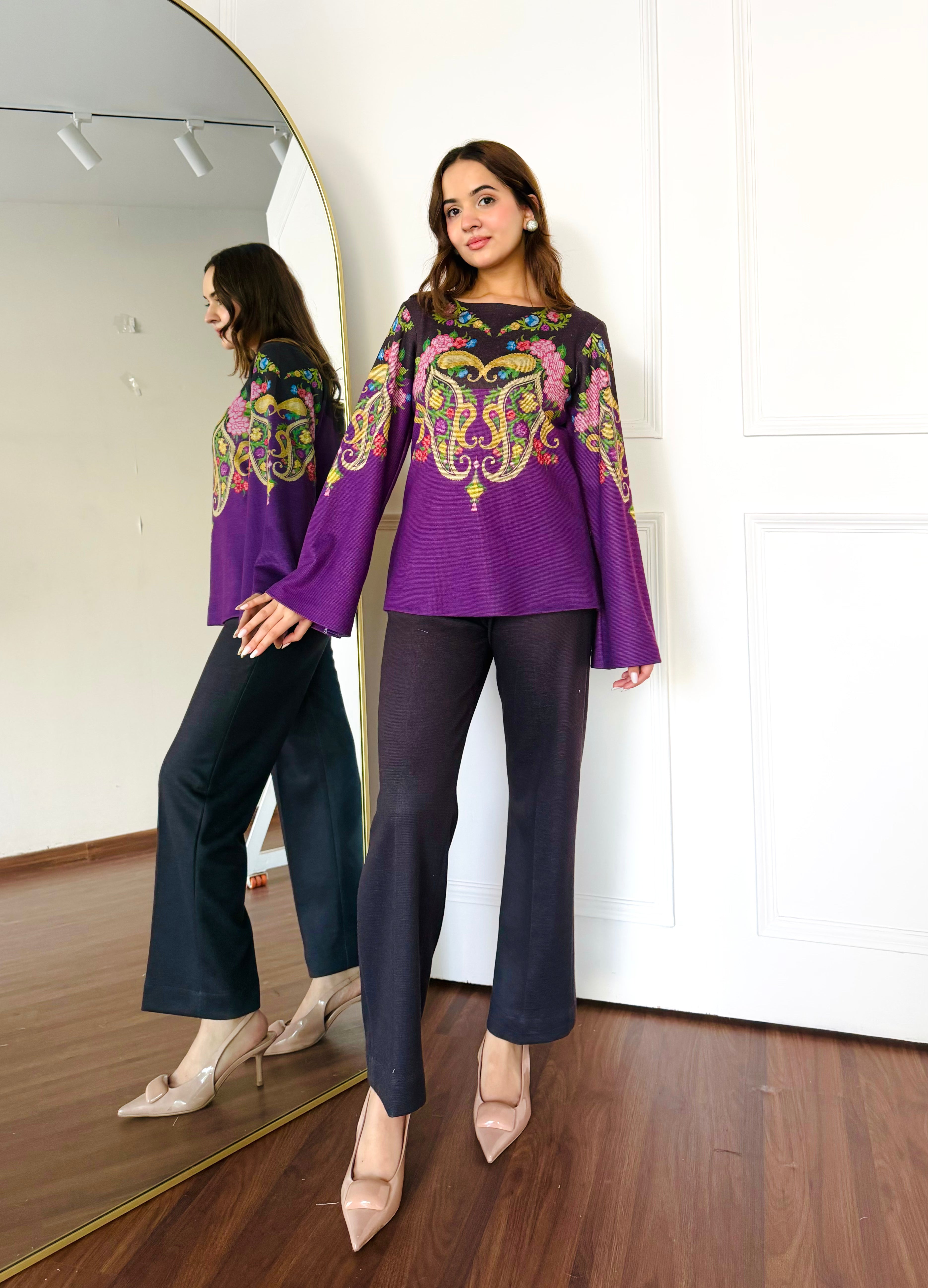 Black & Purple Paisley Co-ord Set