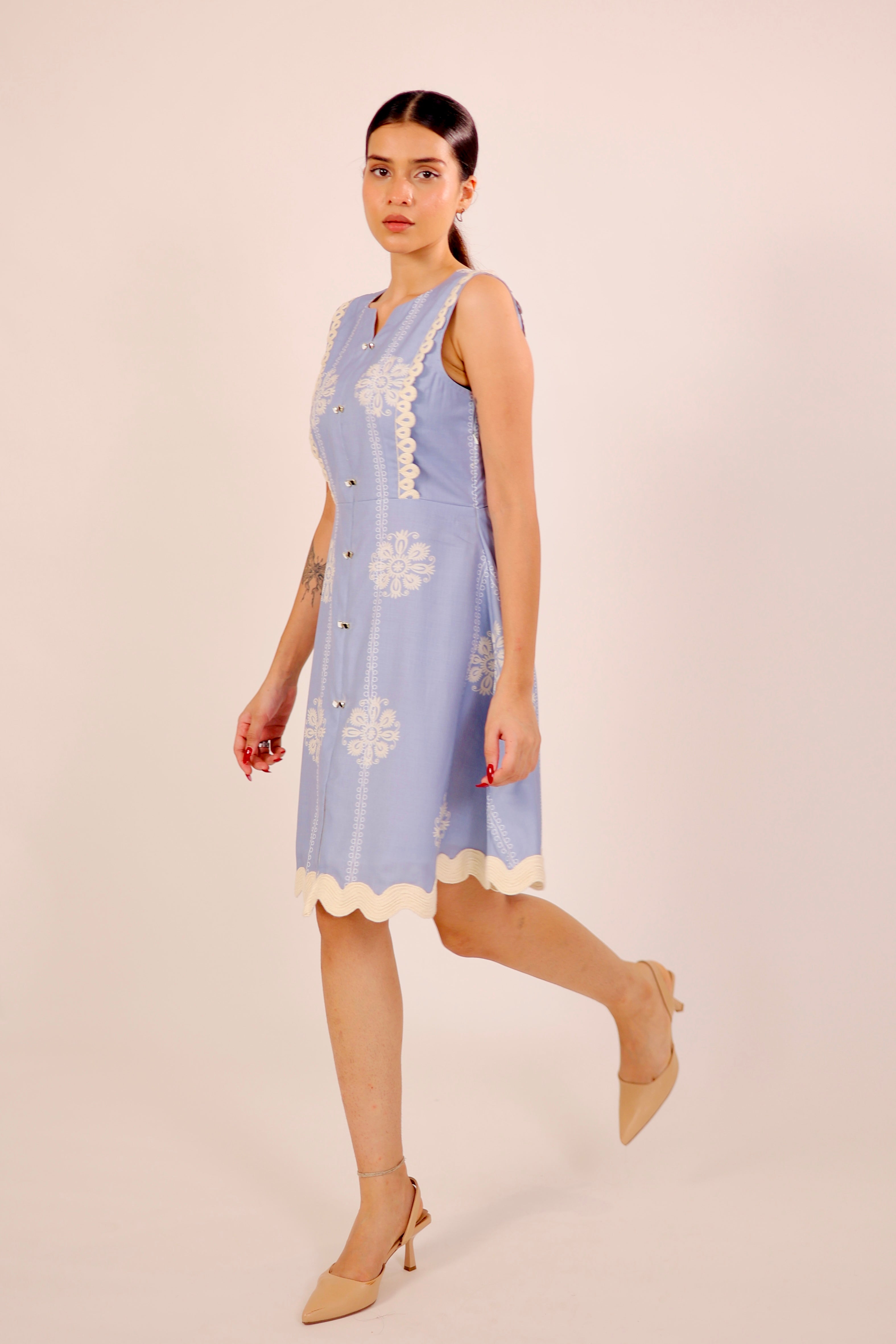 Blue Azure Embroidered Dress