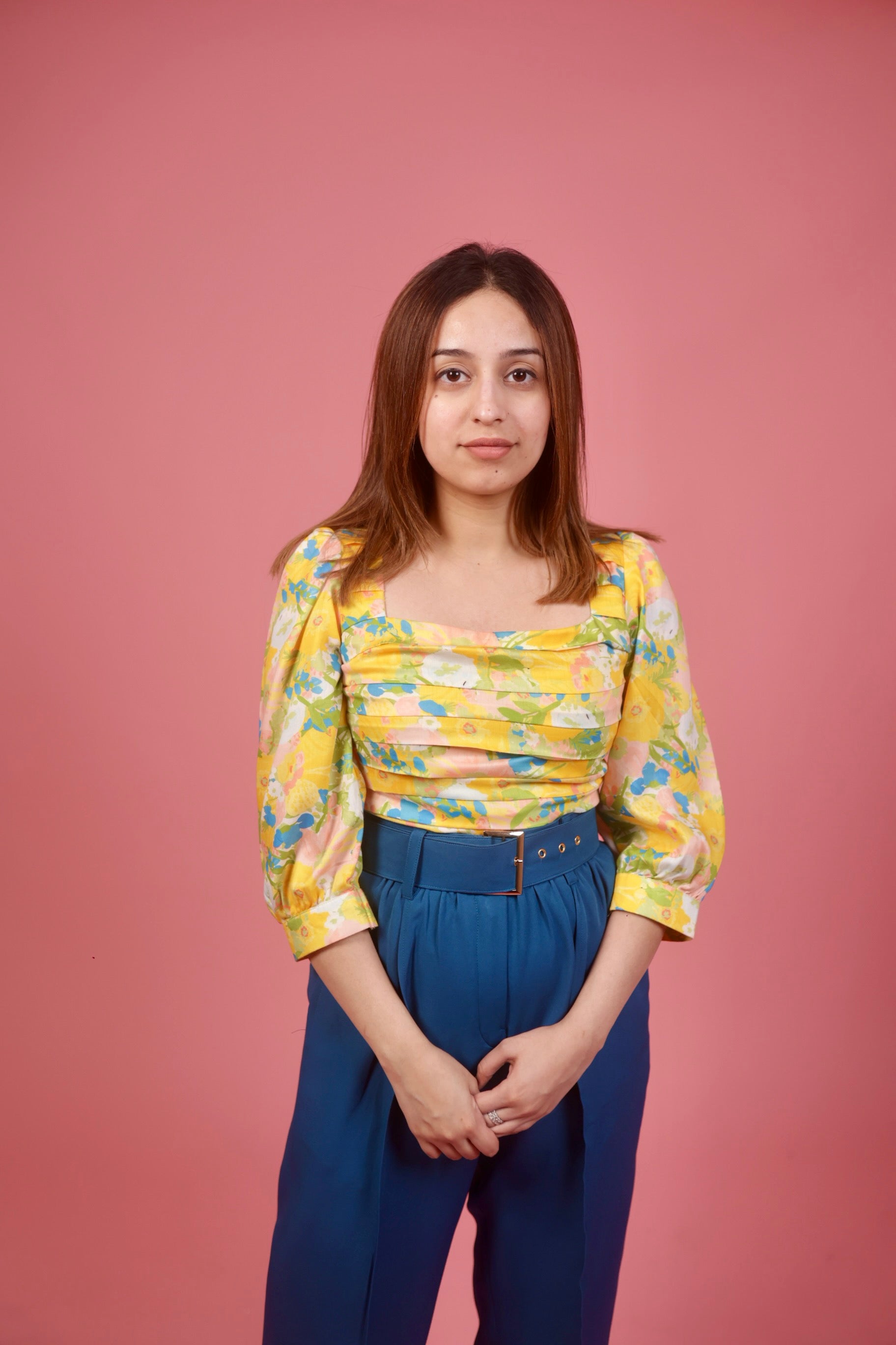 Sunny Print Pleated Summer Top