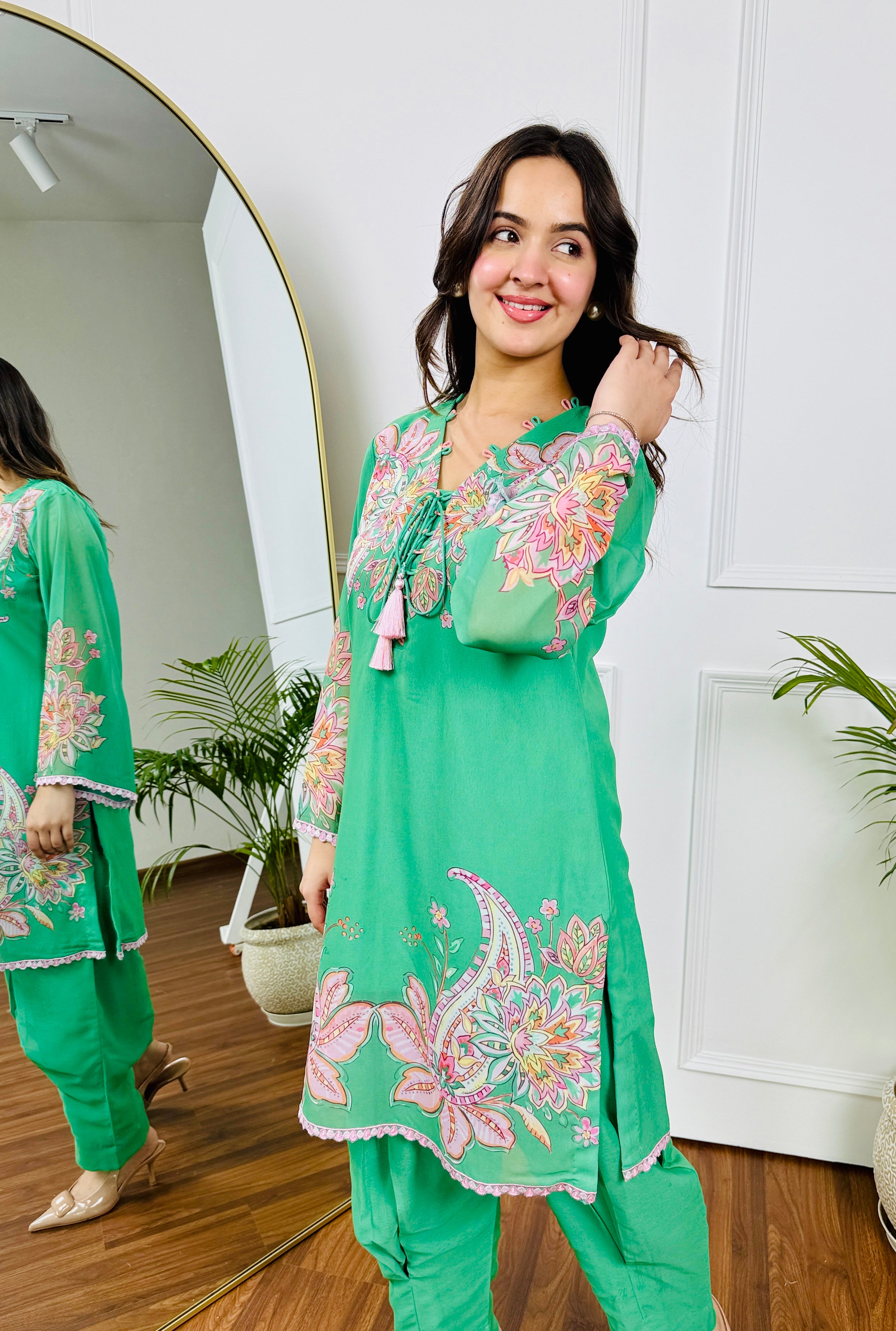 Green Paisley Festive Kurta Set