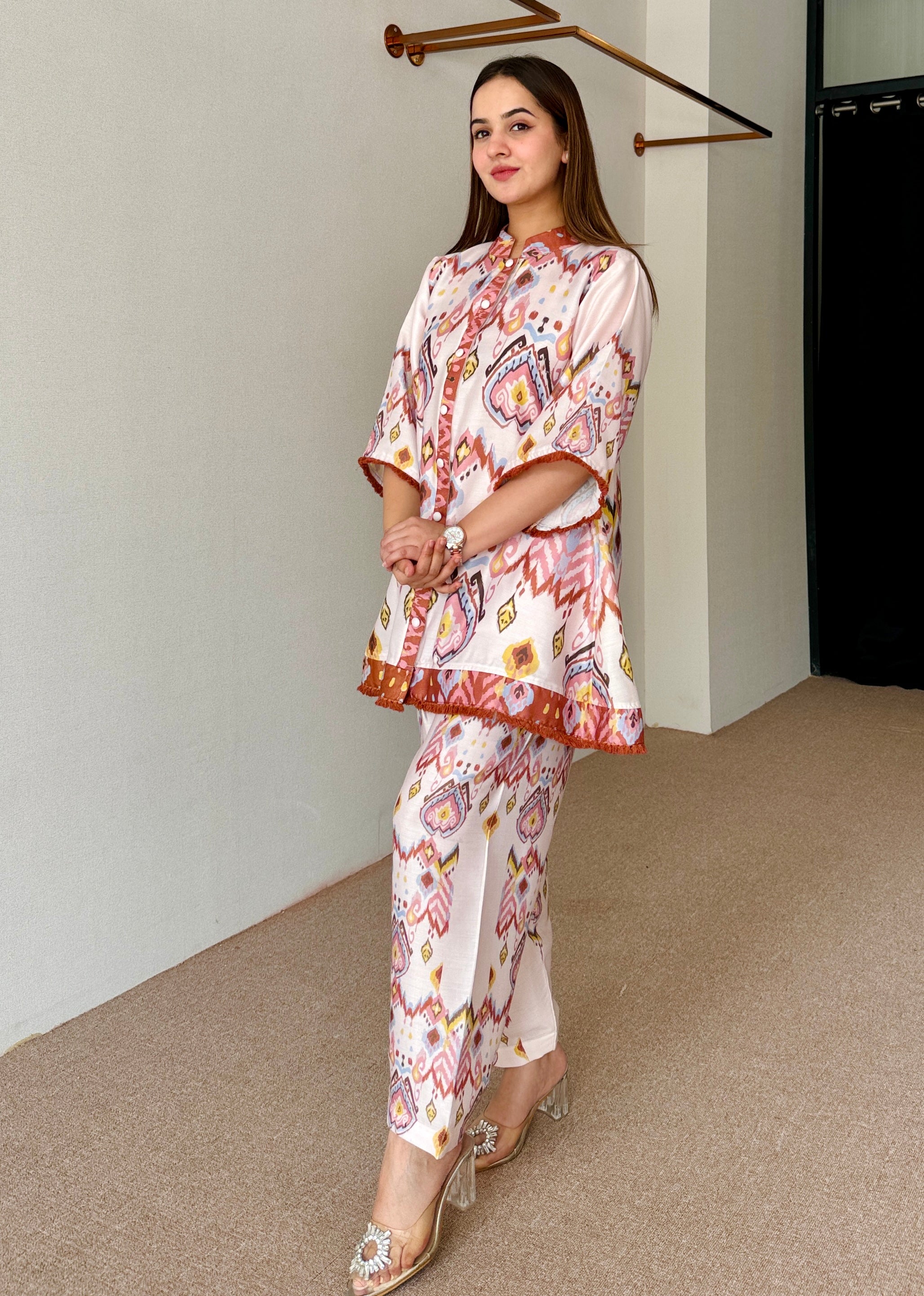 Pastel Ikkat Festive Kurta Set