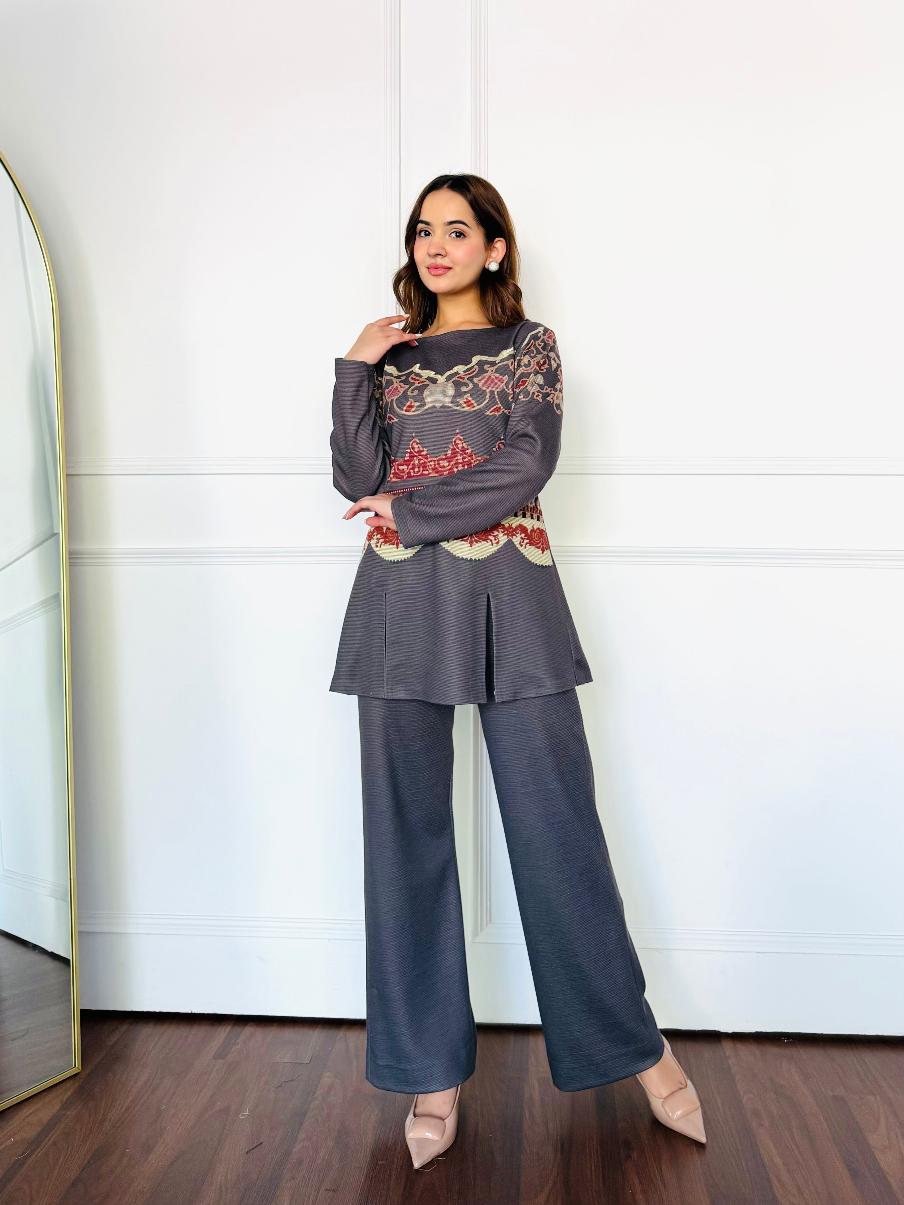 Gray Winter Woollen Co-ord Set