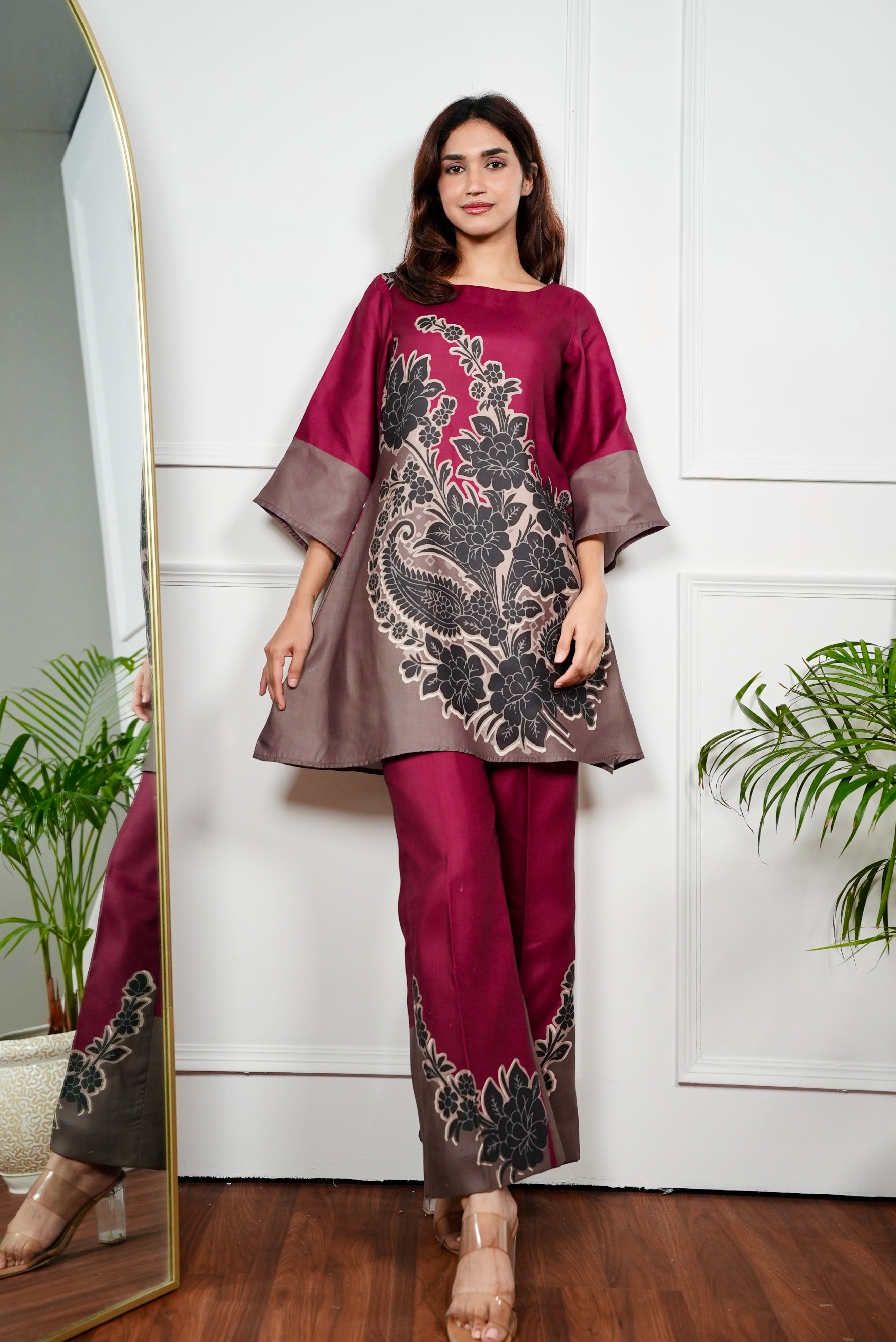 Red Mirage Kurta Set