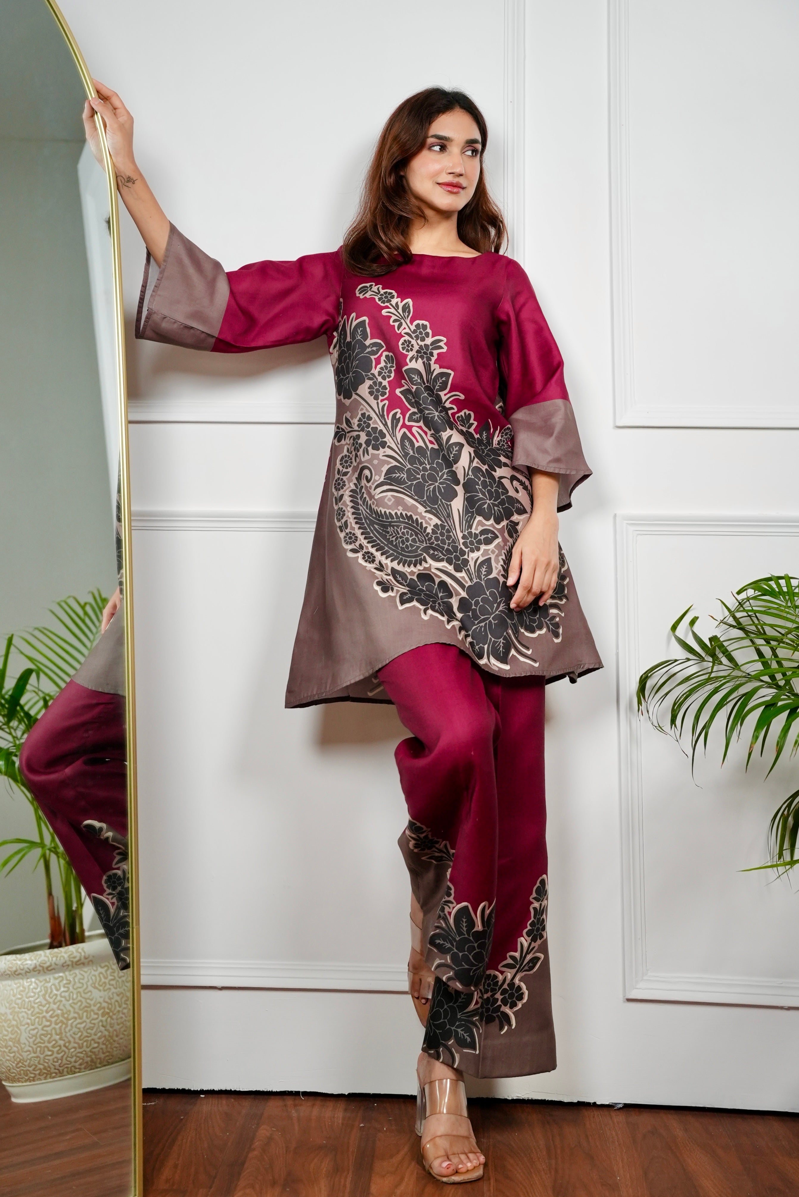Red Mirage Kurta Set