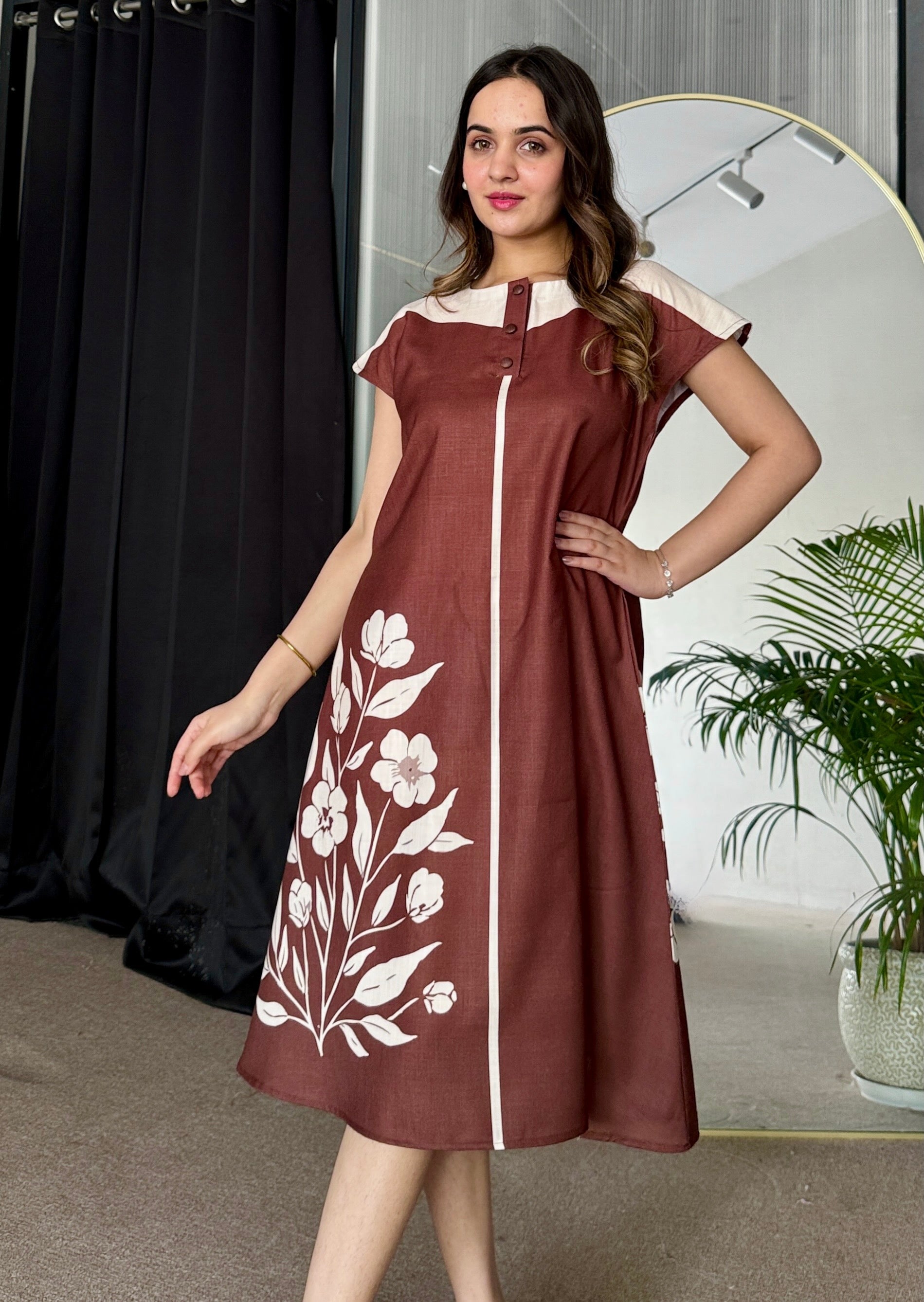 Bare Brown Summer Midi Dress