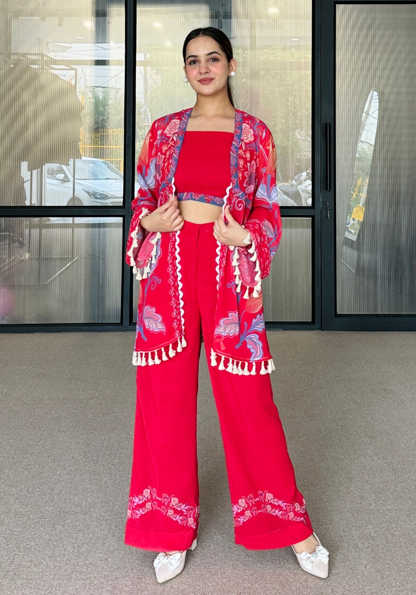 Ayesha Red Festive Fusion Set