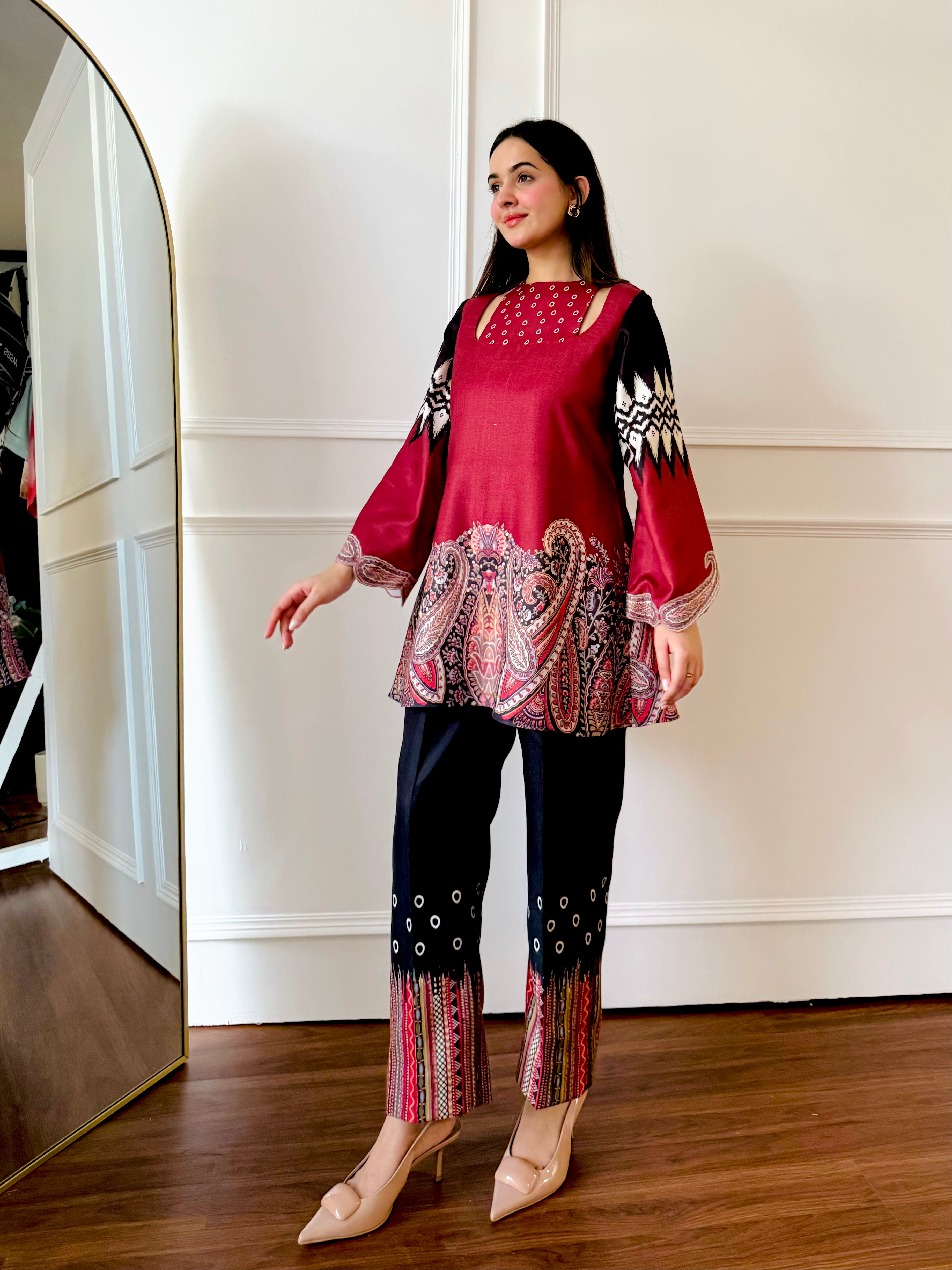 Red & black Paisley Co-ord Set