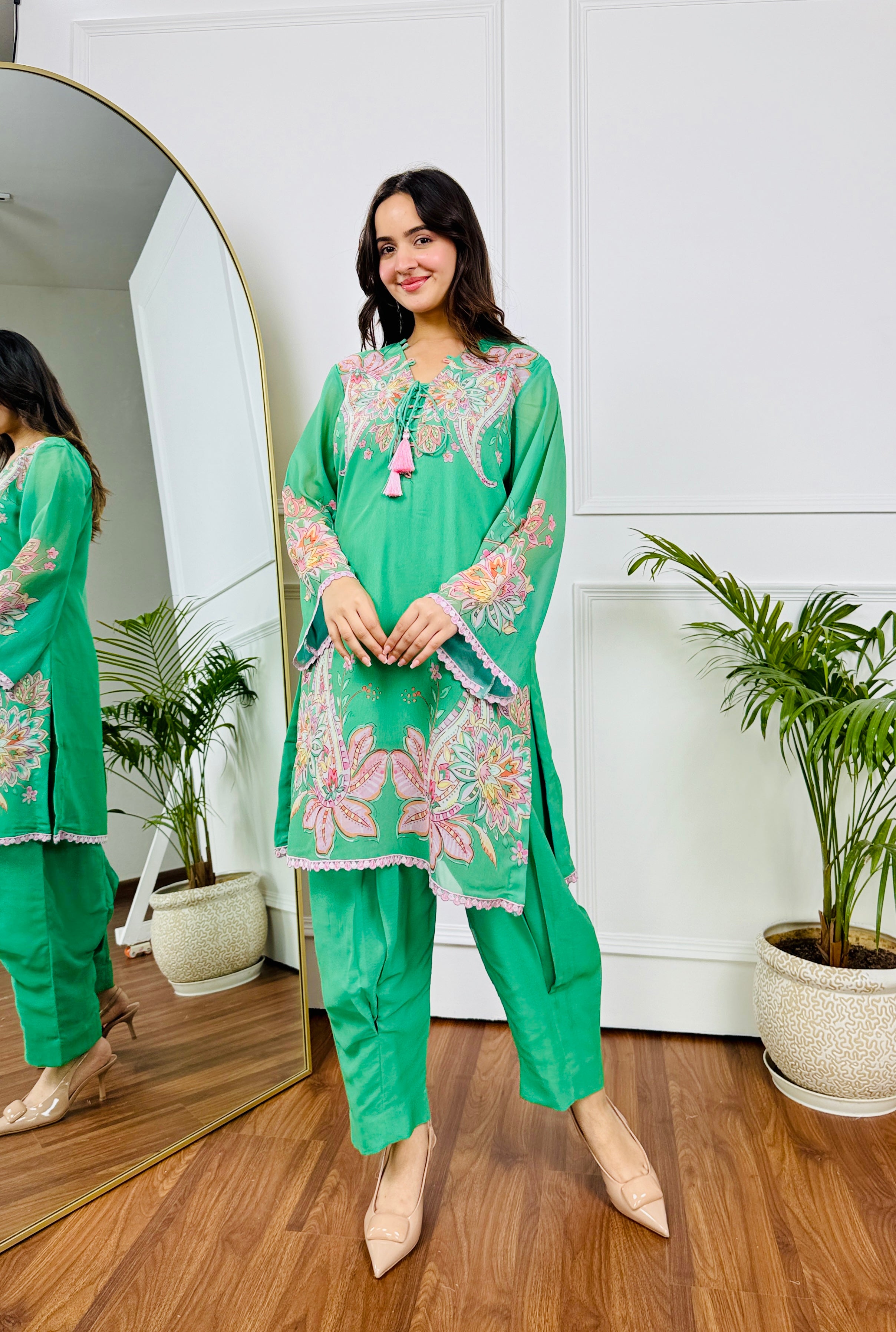 Green Paisley Festive Kurta Set