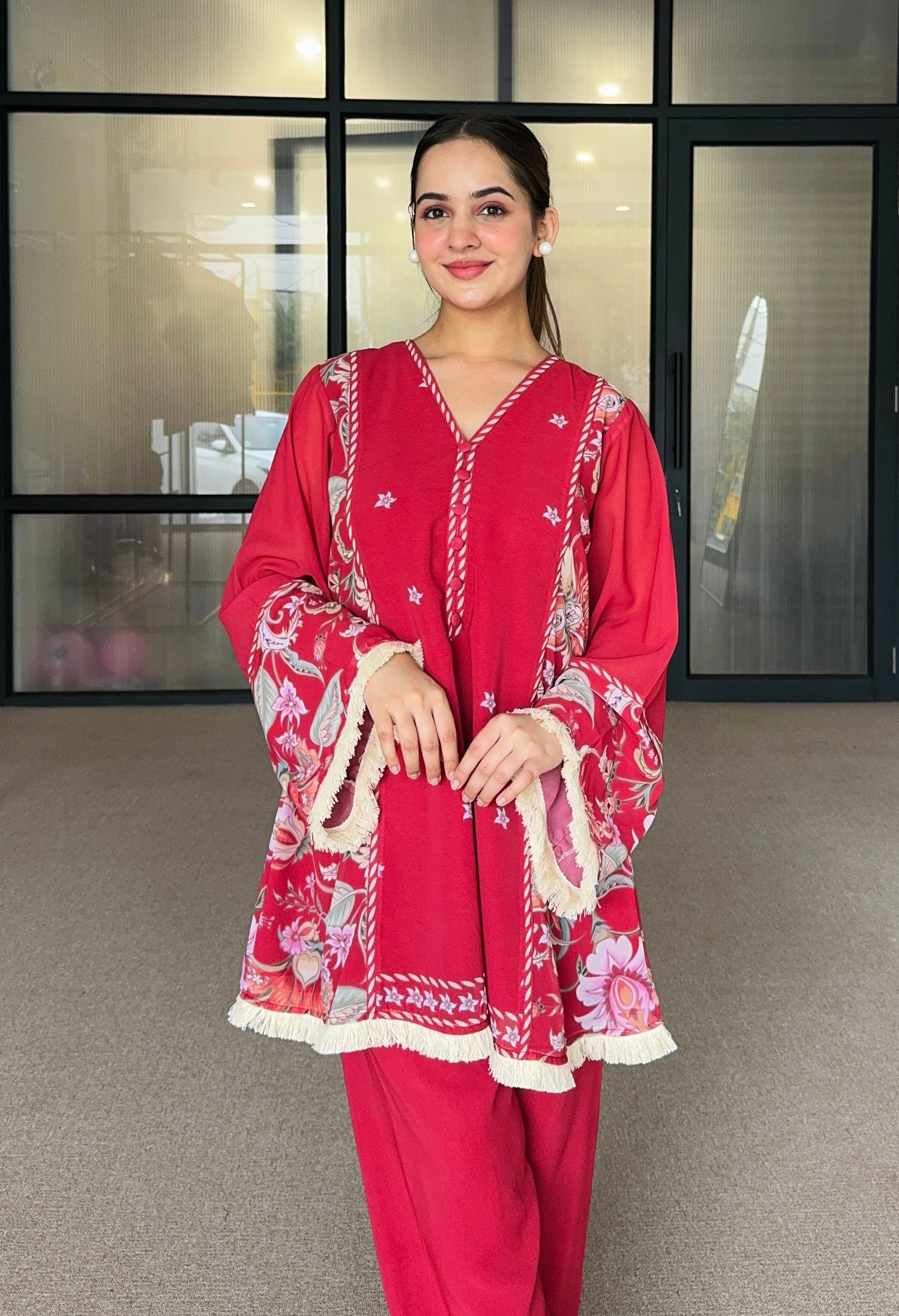 Red Festive Kurta Set