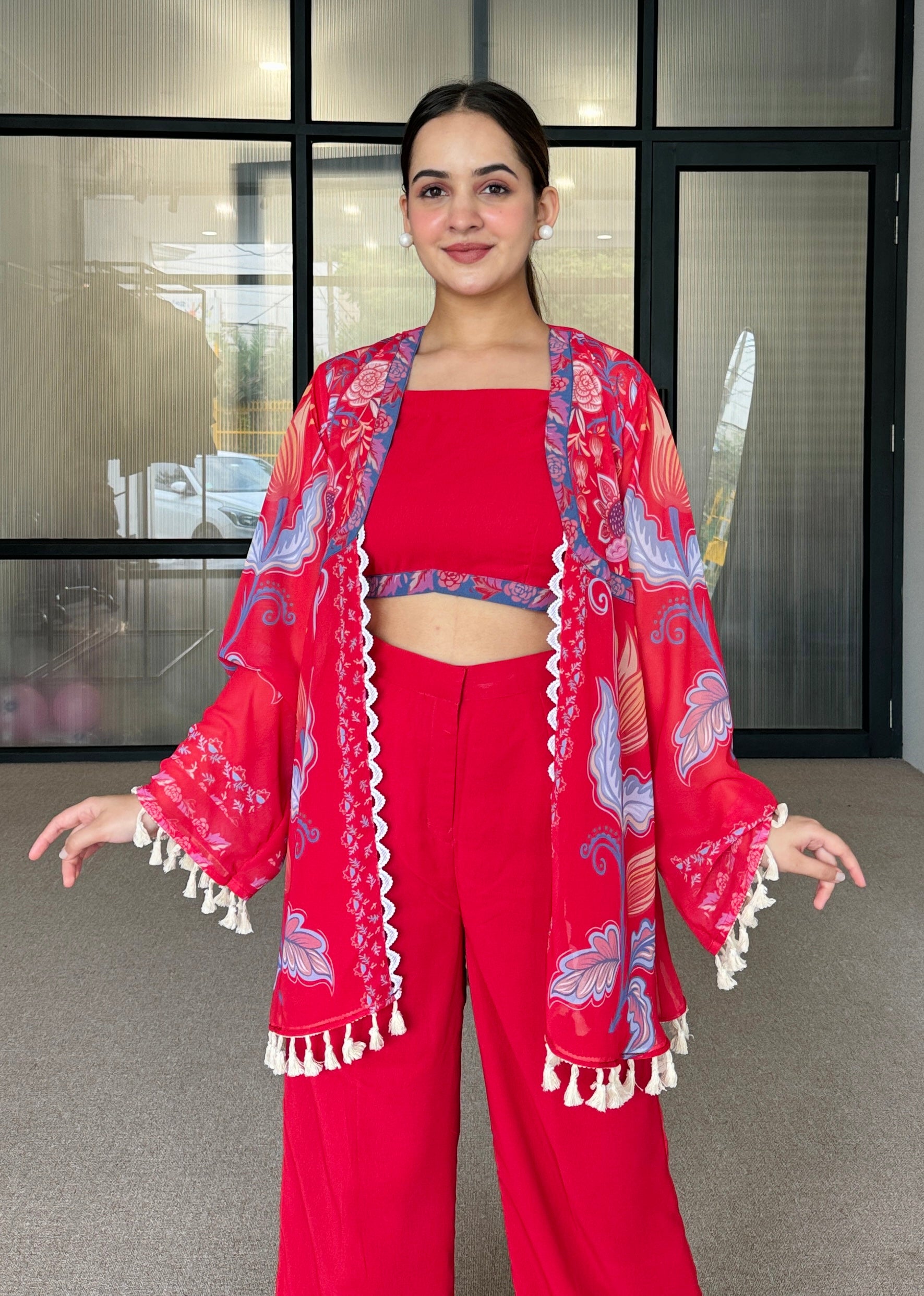 Ayesha Red Festive Fusion Set